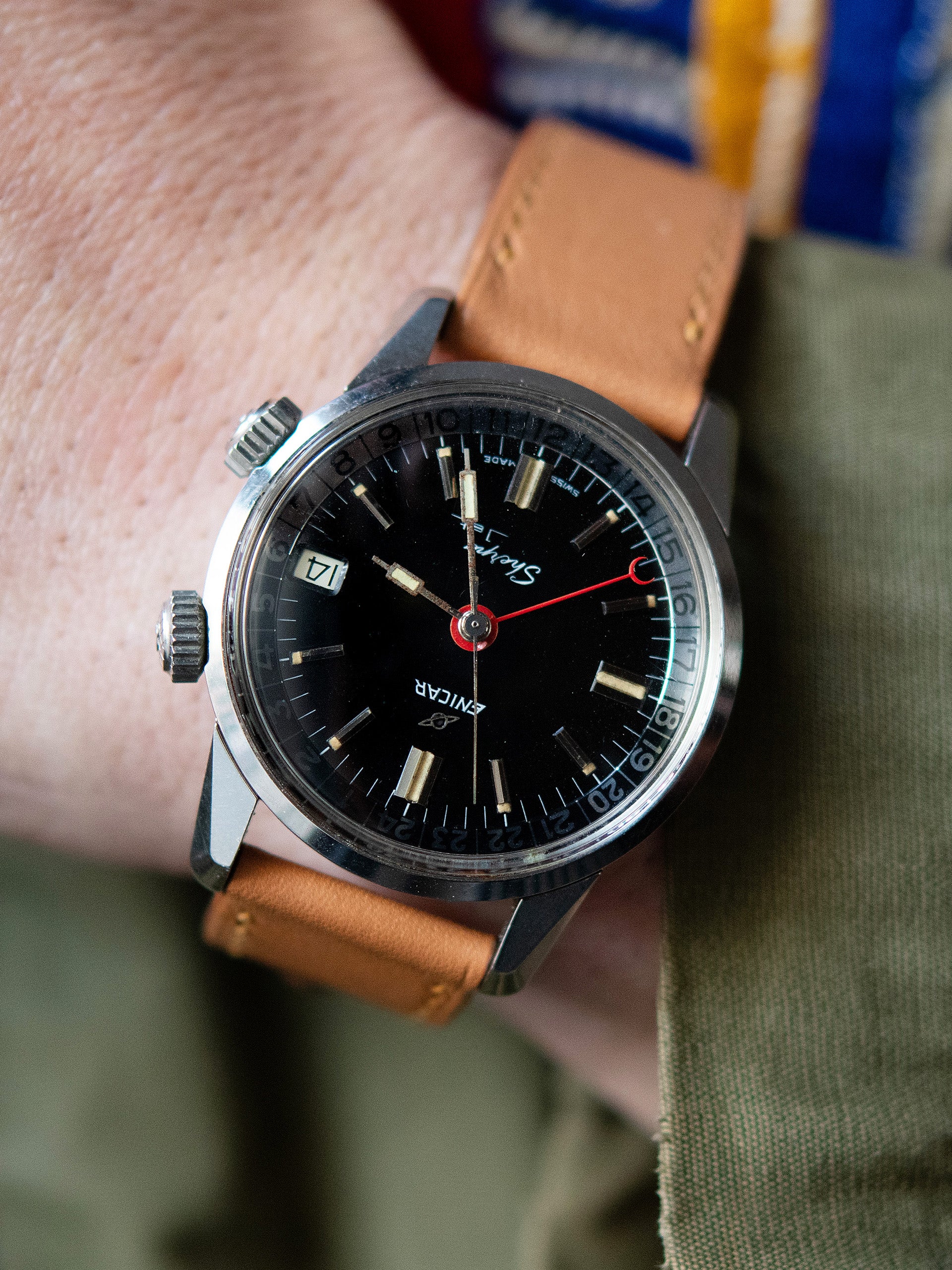 Unpolished* 1960s Enicar Sherpa Jet GMT (Ref. 126/002) Black Dial