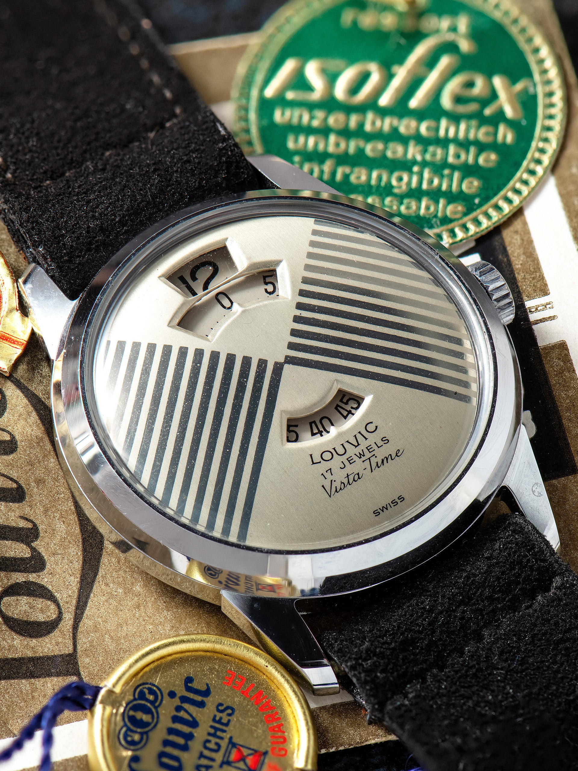 Mint* 1960s Louvic Vista-Time 'Jump-Hour' (Ref. 9035) W/ Box & Papers