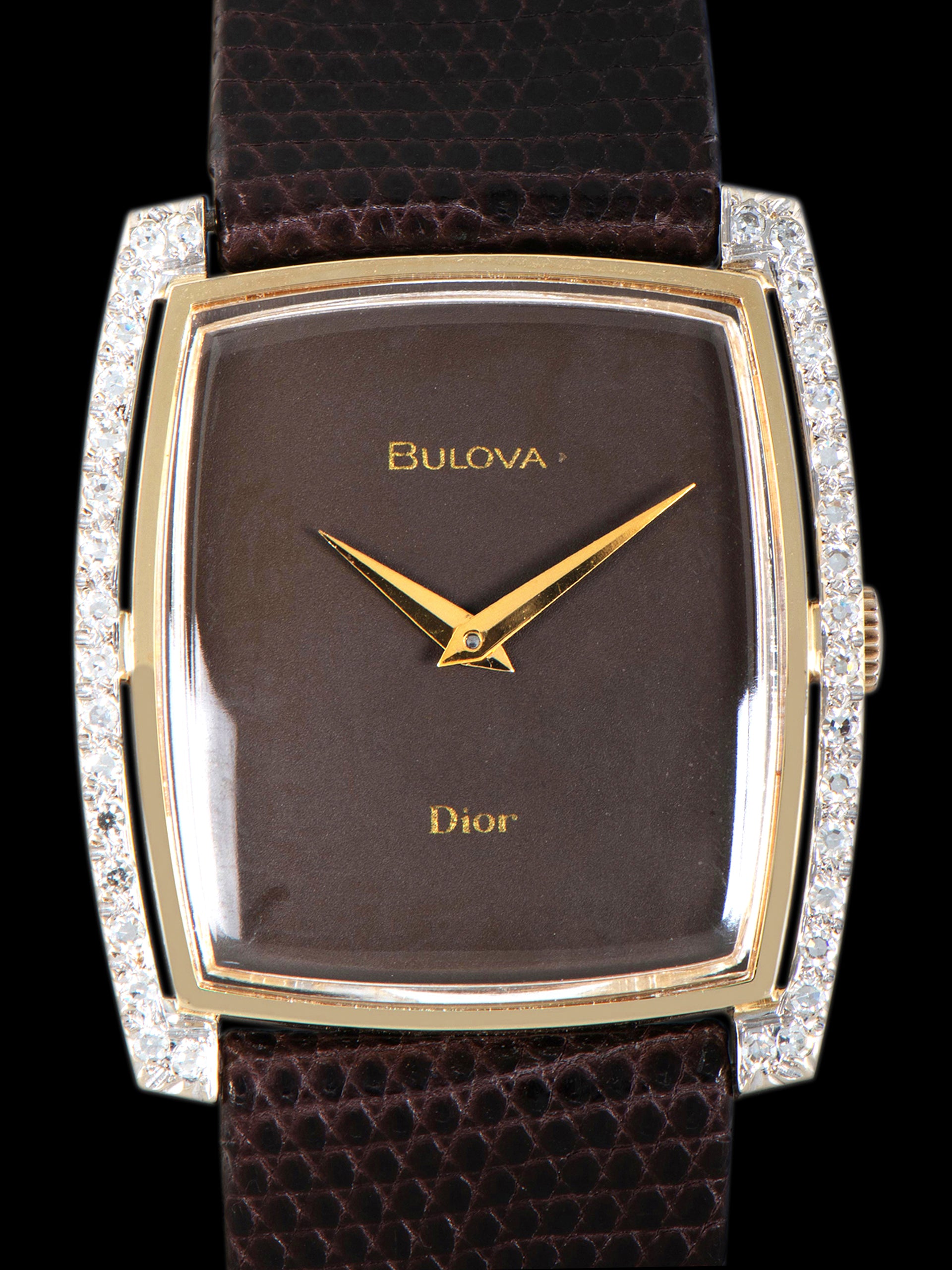 1972 Bulova Dress Watch 14K YG W/ Diamonds (Ref. B708) Brown "Dior" Dial
