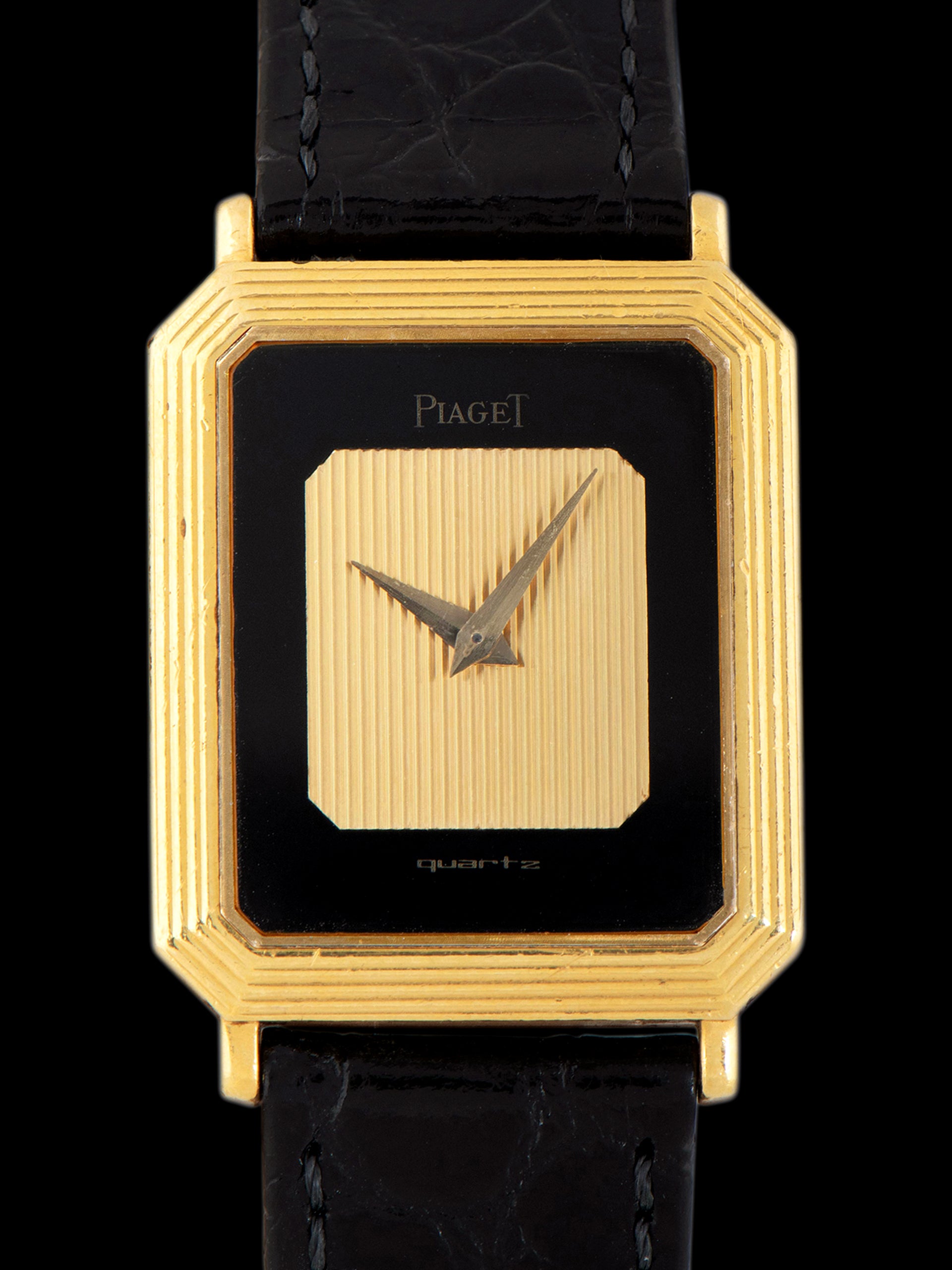 1980s Piaget Quartz Dress Watch 18K YG (Ref. 7142) Onyx Stone Dial