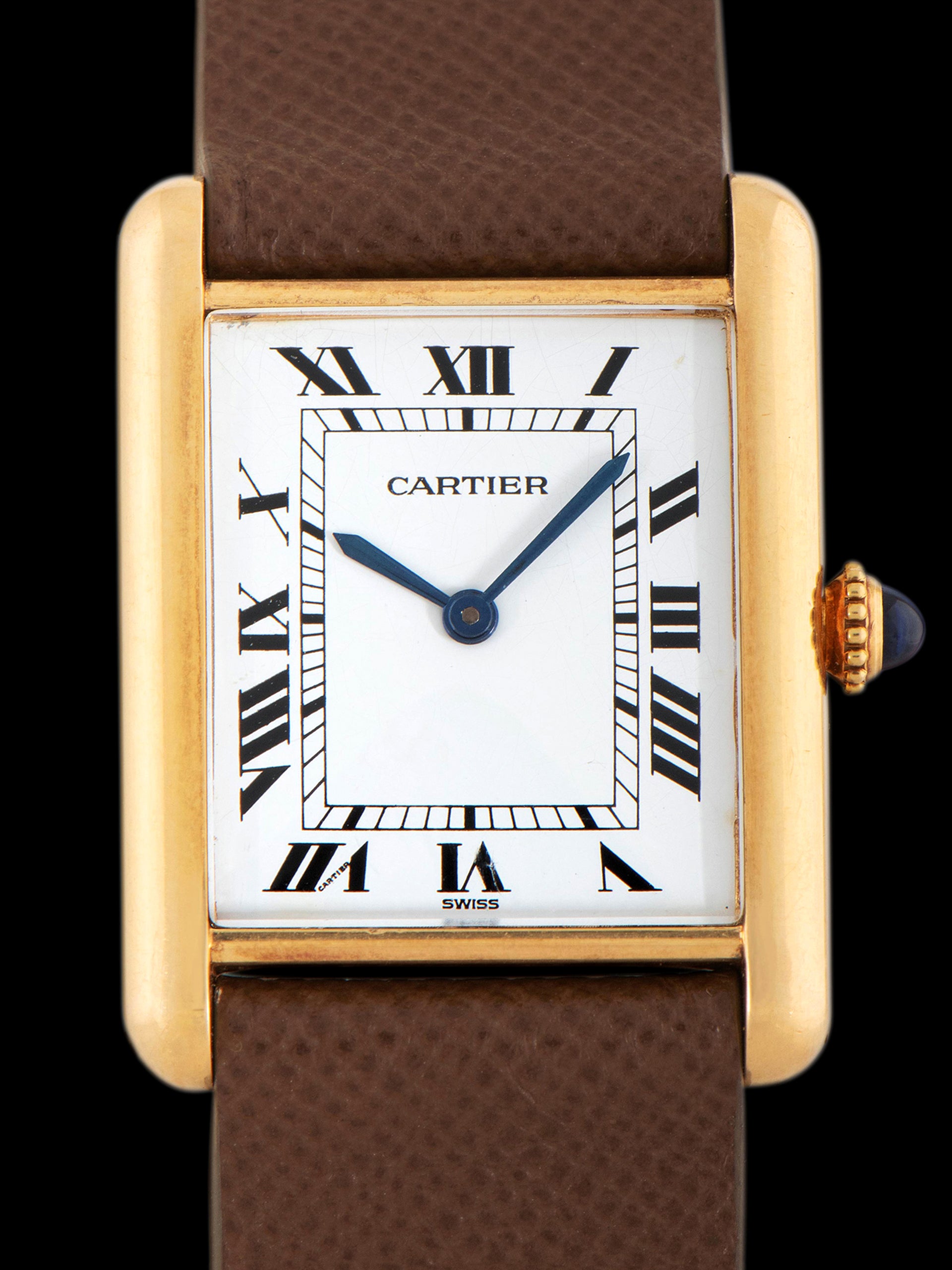 Mens Cartier Tank Copy Unpolished* 1980s Cartier Tank LC 18K YG 78086)