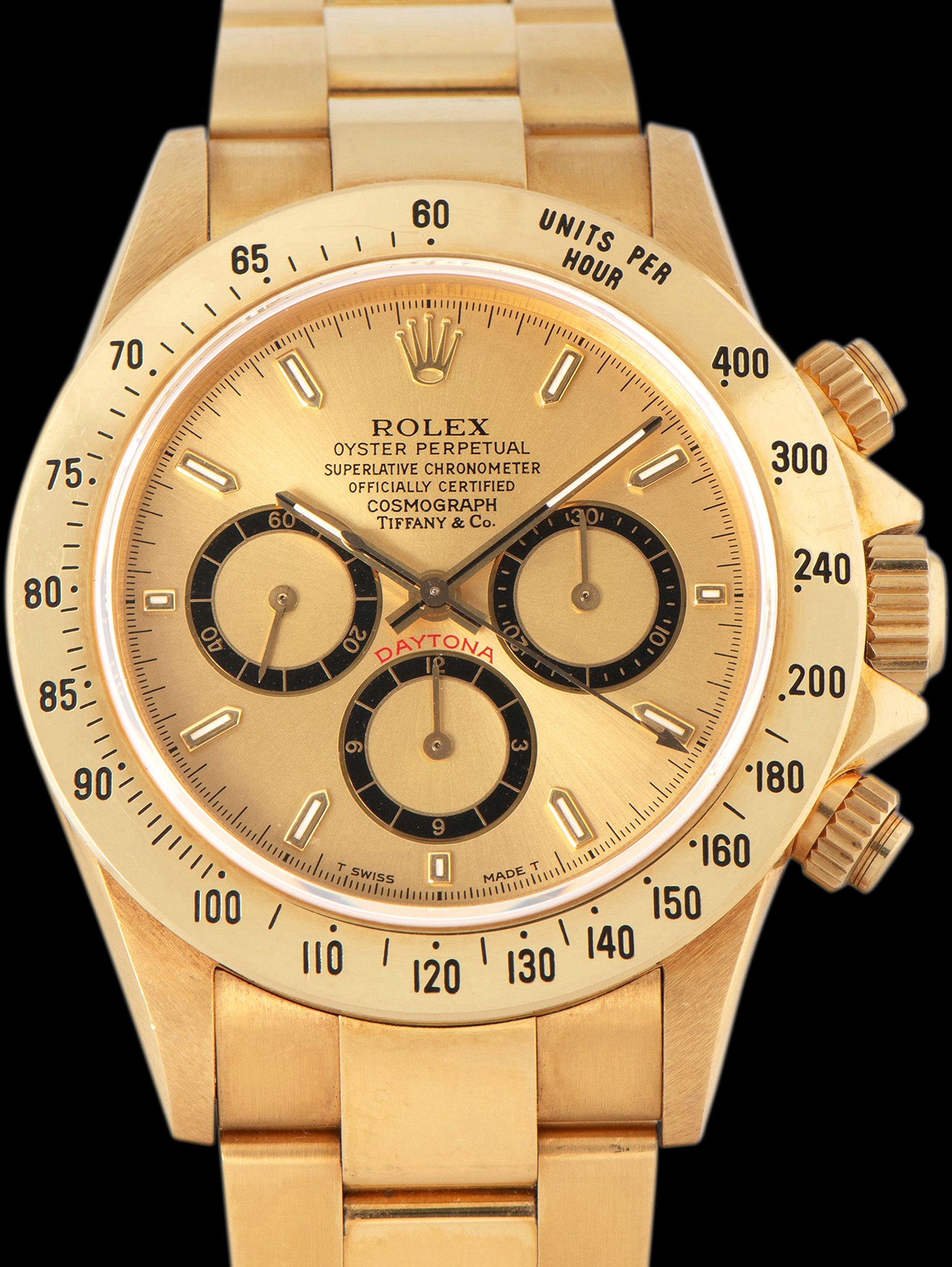 *Unpolished* 1991 Rolex 'Zenith' Daytona 18K YG (Ref. 16528) Champagne Mk. III "Tiffany & Co." Dial