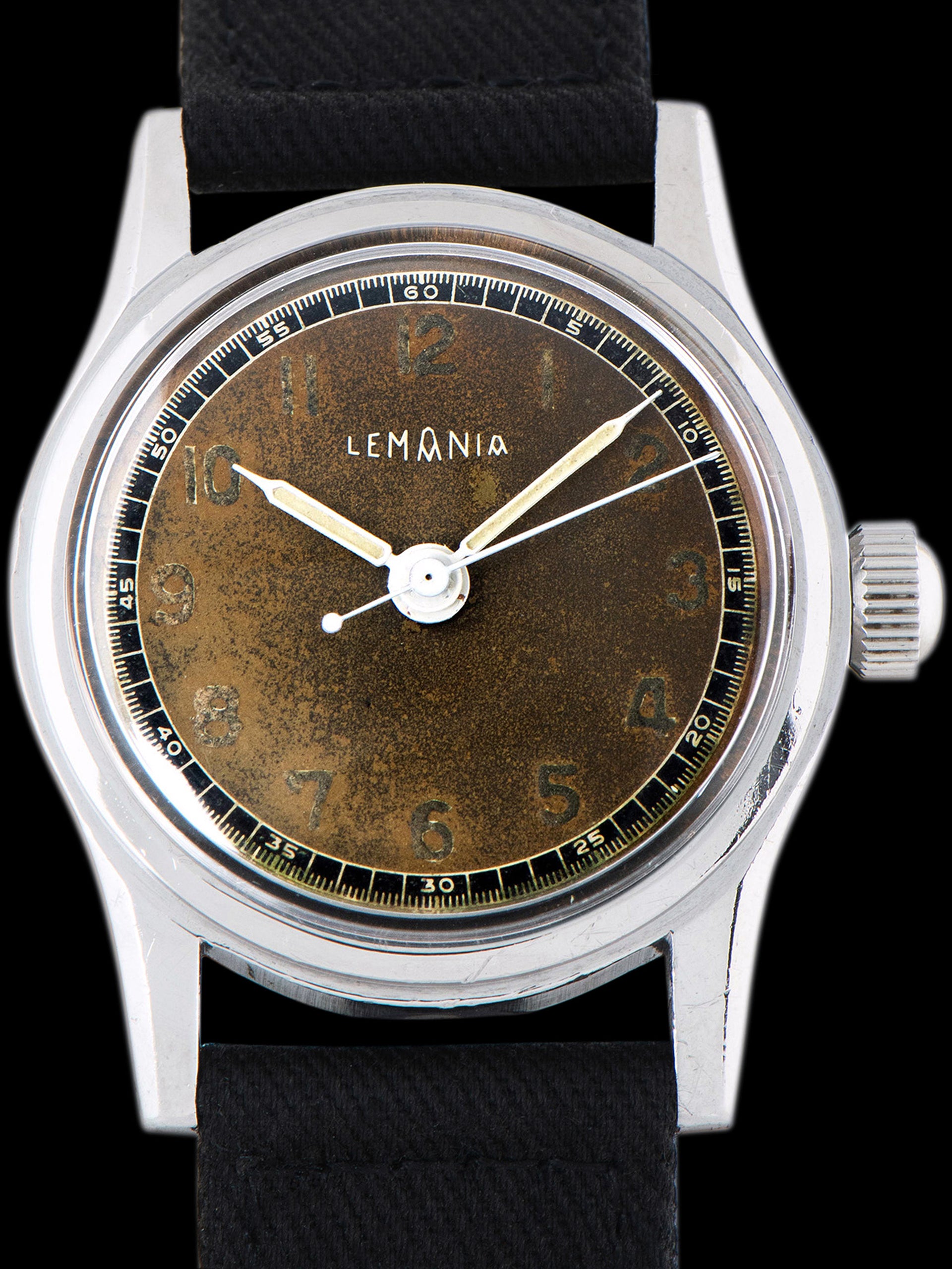 Tropical 1940s Lemania Field Watch (Ref. 192G) Gilt Dial