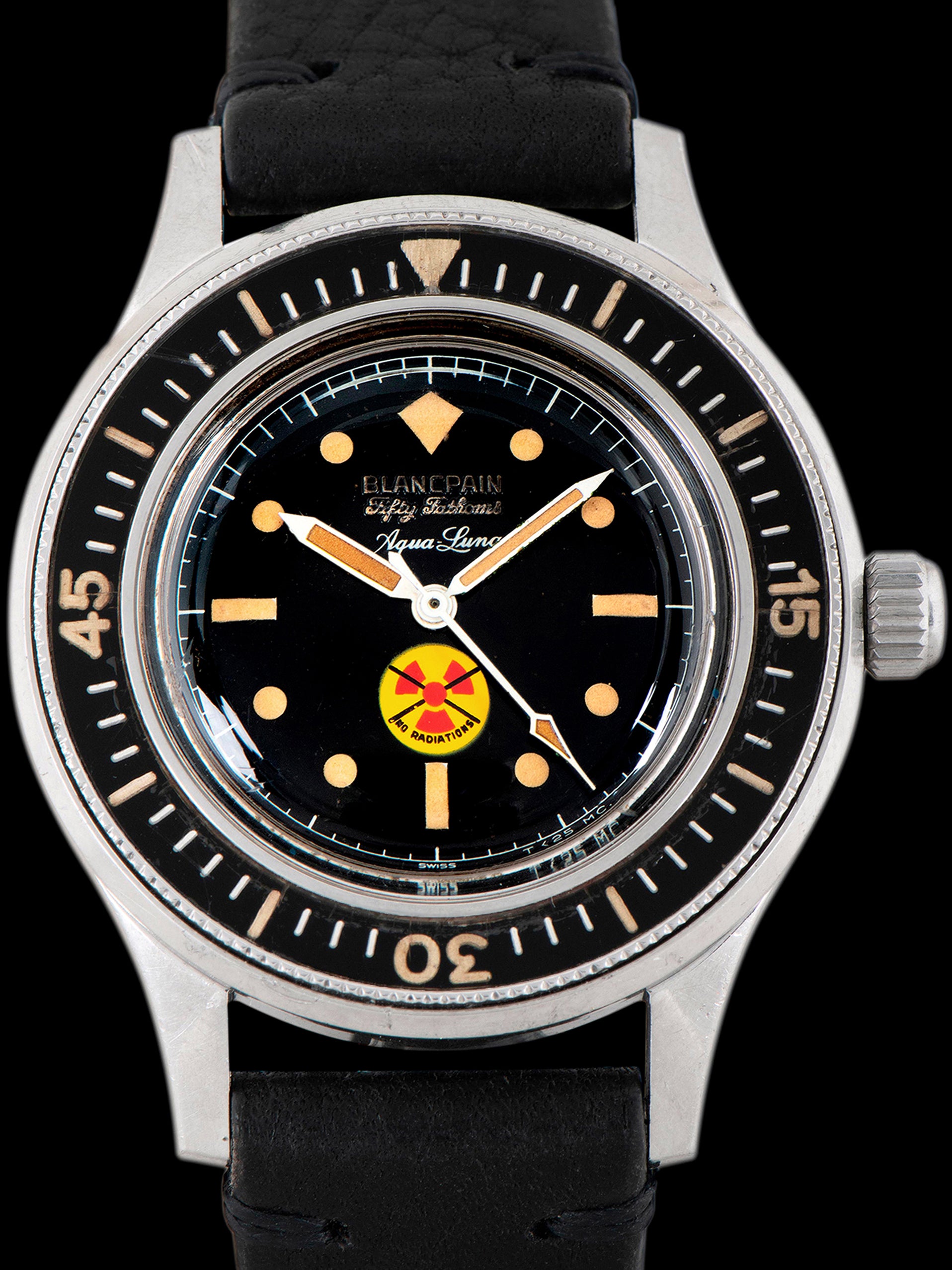 1960s Blancpain Fifty Fathoms Aqua-Lung "No Radiations"