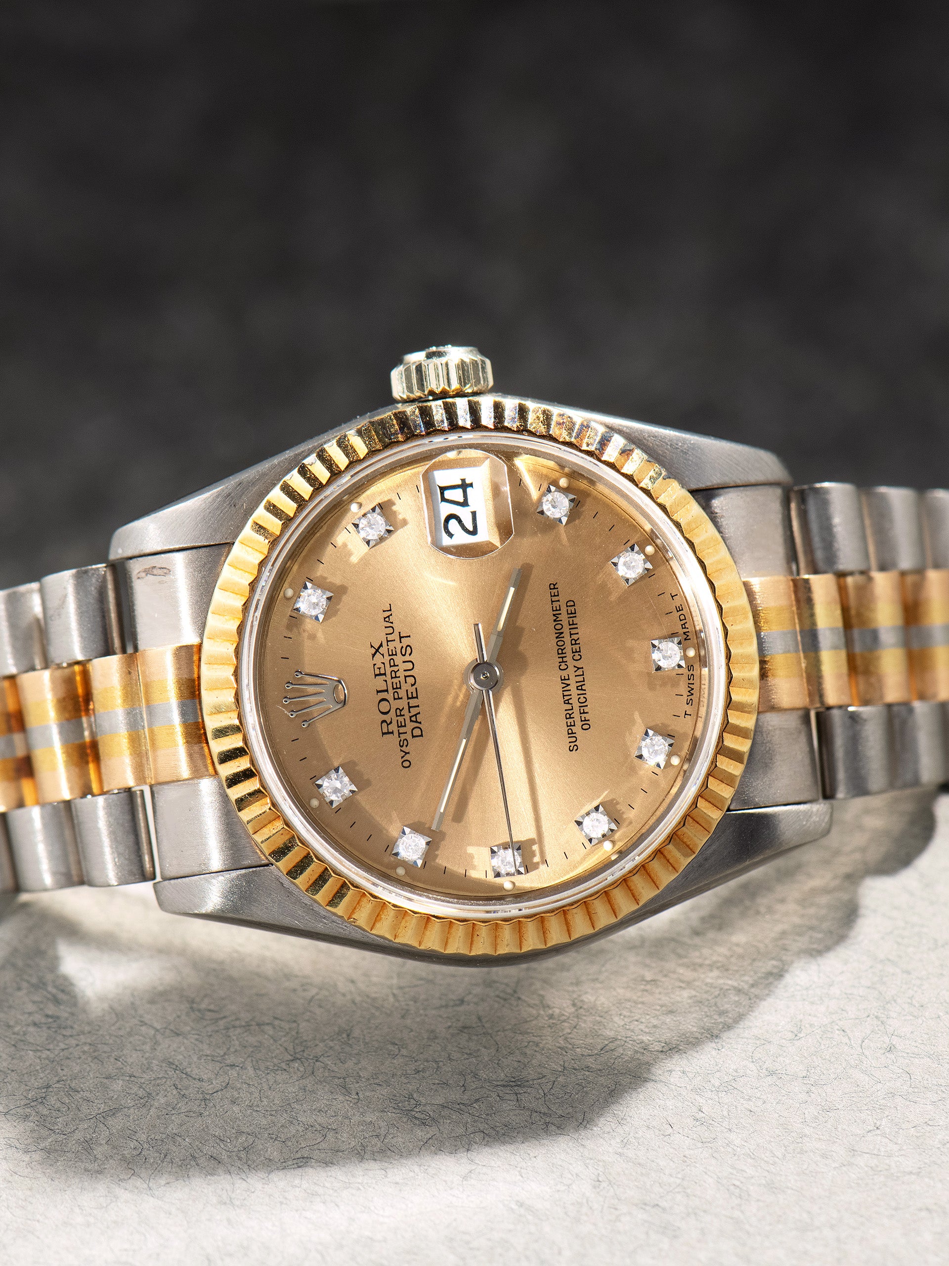 1986 Rolex Midsize Datejust Tridor (Ref. 68279B) Salmon Diamond Dial