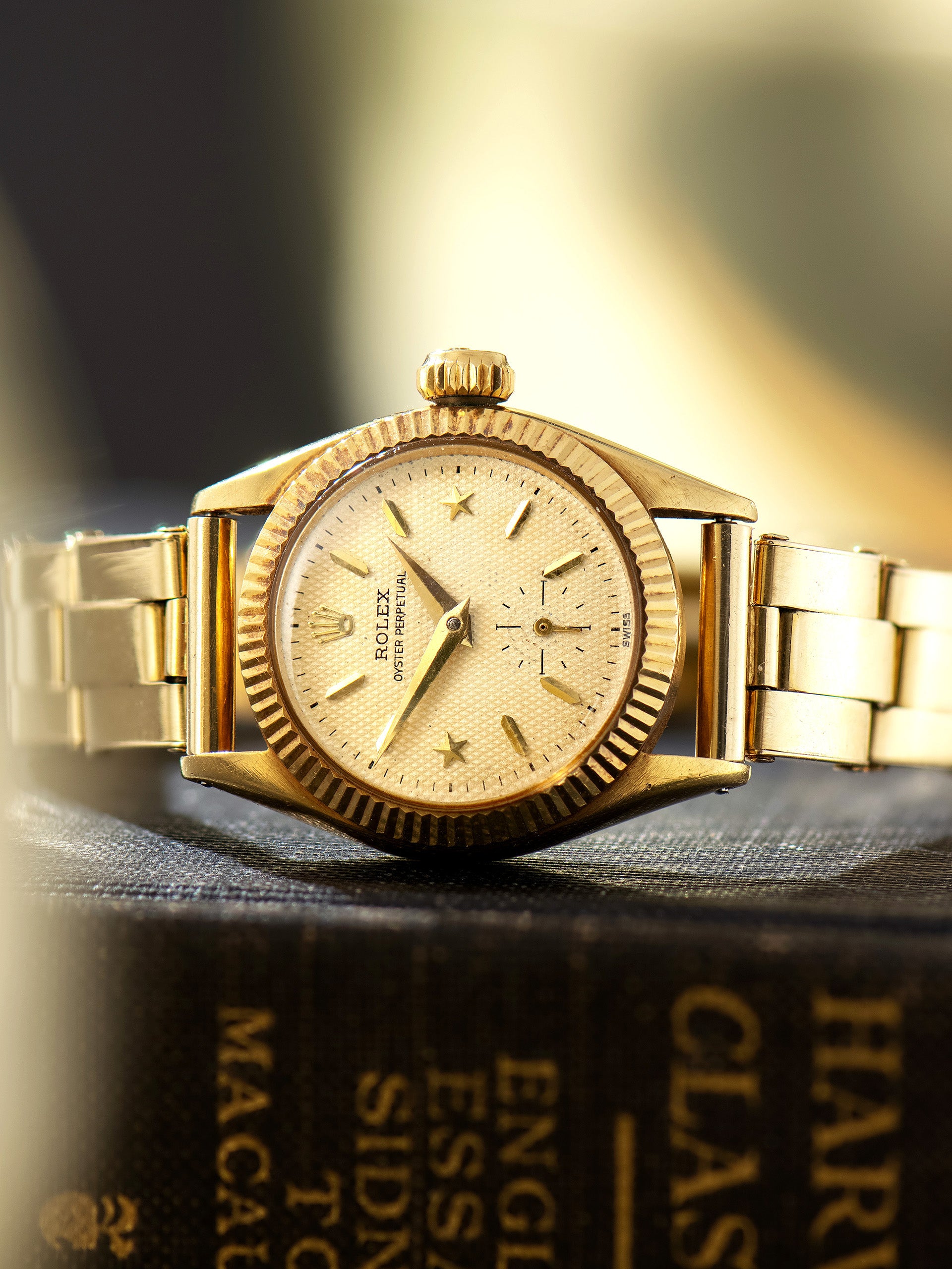 1954 Rolex Ladies Oyster Perpetual 18K YG 6509) Cream Honeycomb