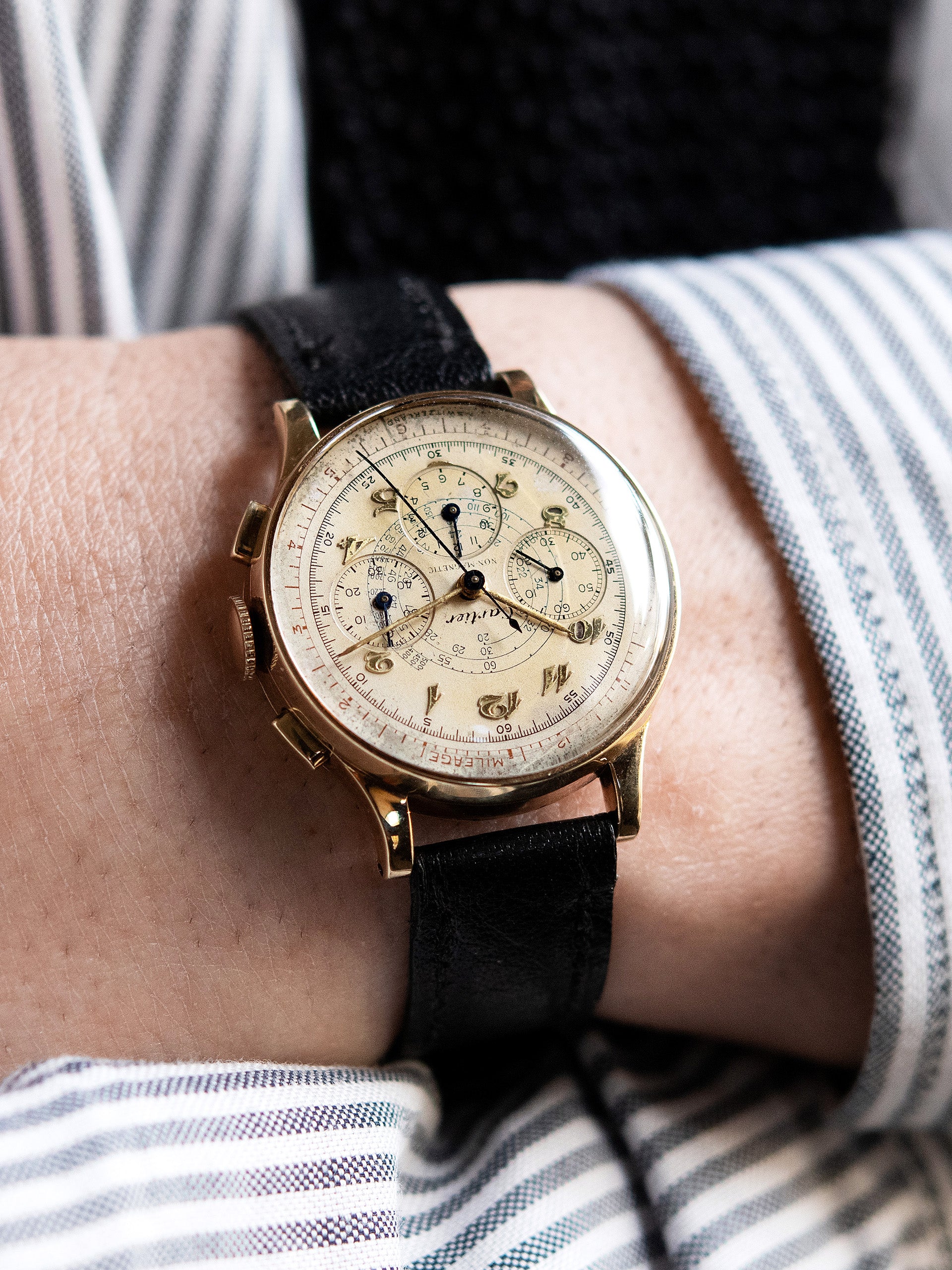 1940s Cartier Branded Movado 'Cal. M95' Chronograph 14K YG (Ref. 49020