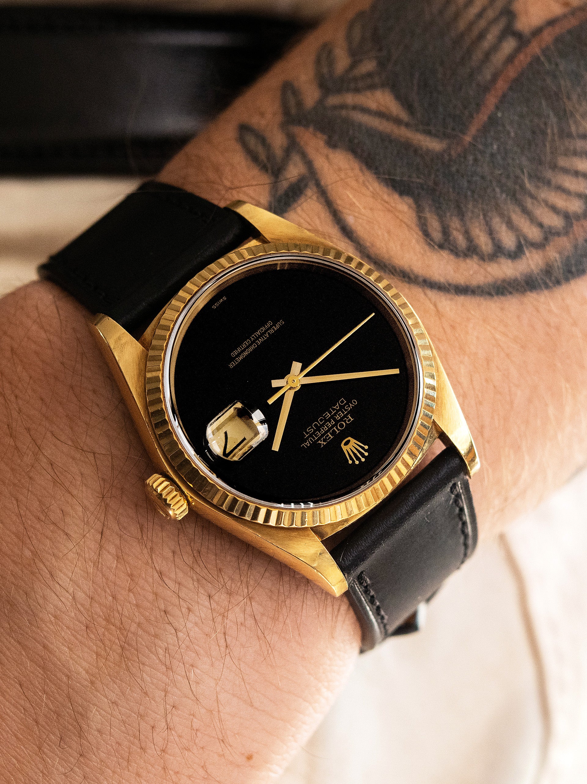 1980 Rolex Datejust 18K YG (Ref. 16018) Onyx Stone Dial