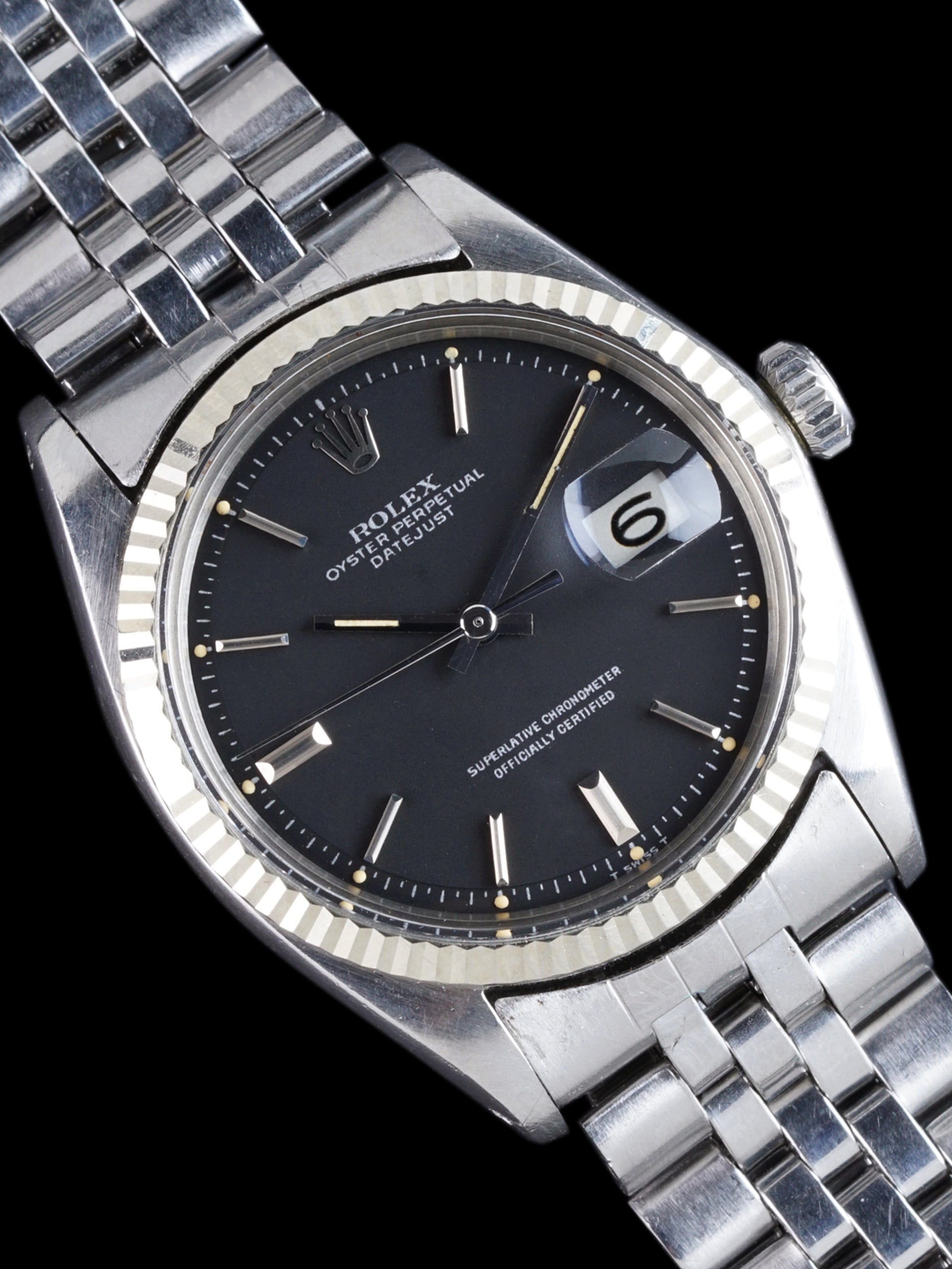 1968 rolex 1601 black dial datejust clearance