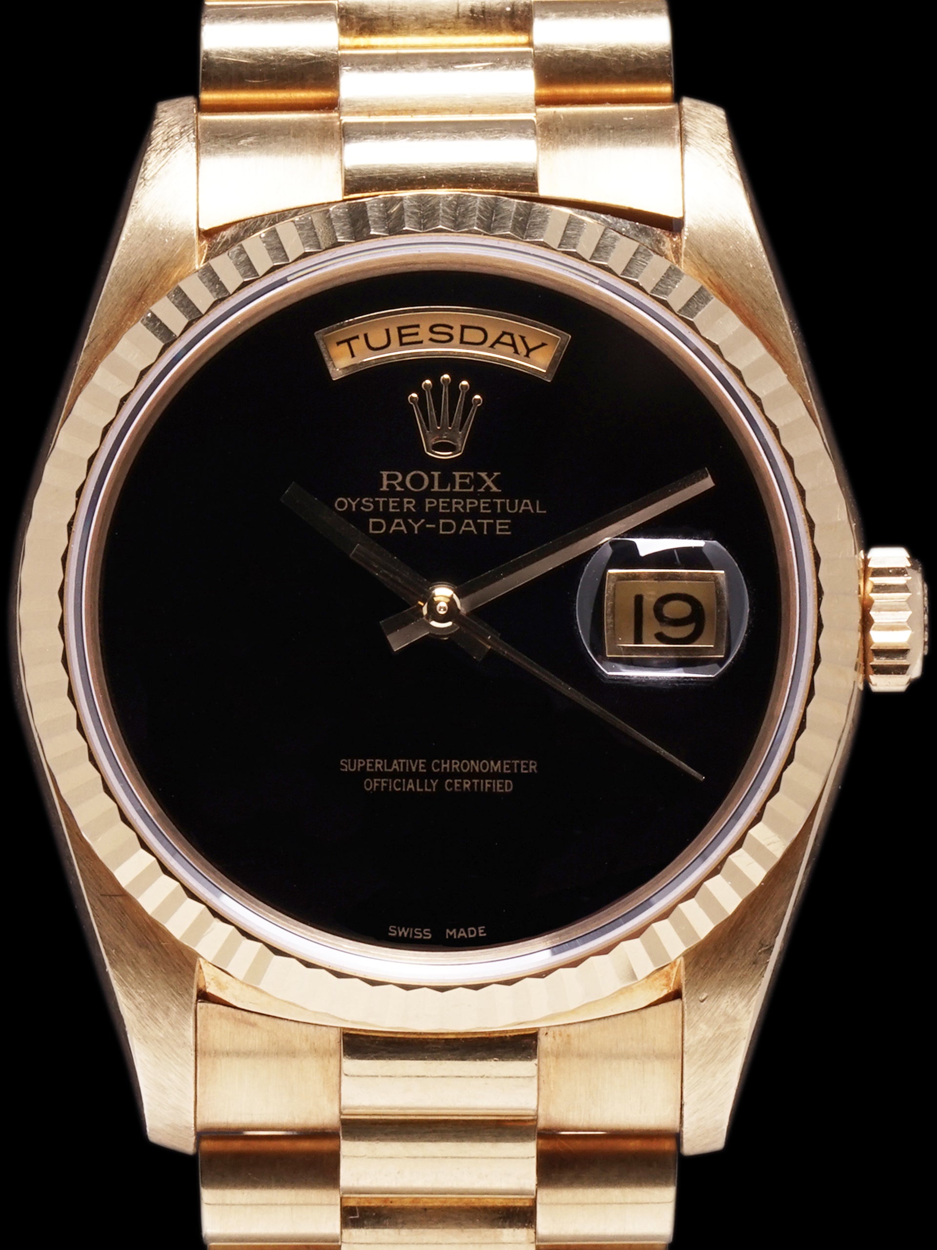Rolex 18K YG Black Onyx Day-Date President Watch