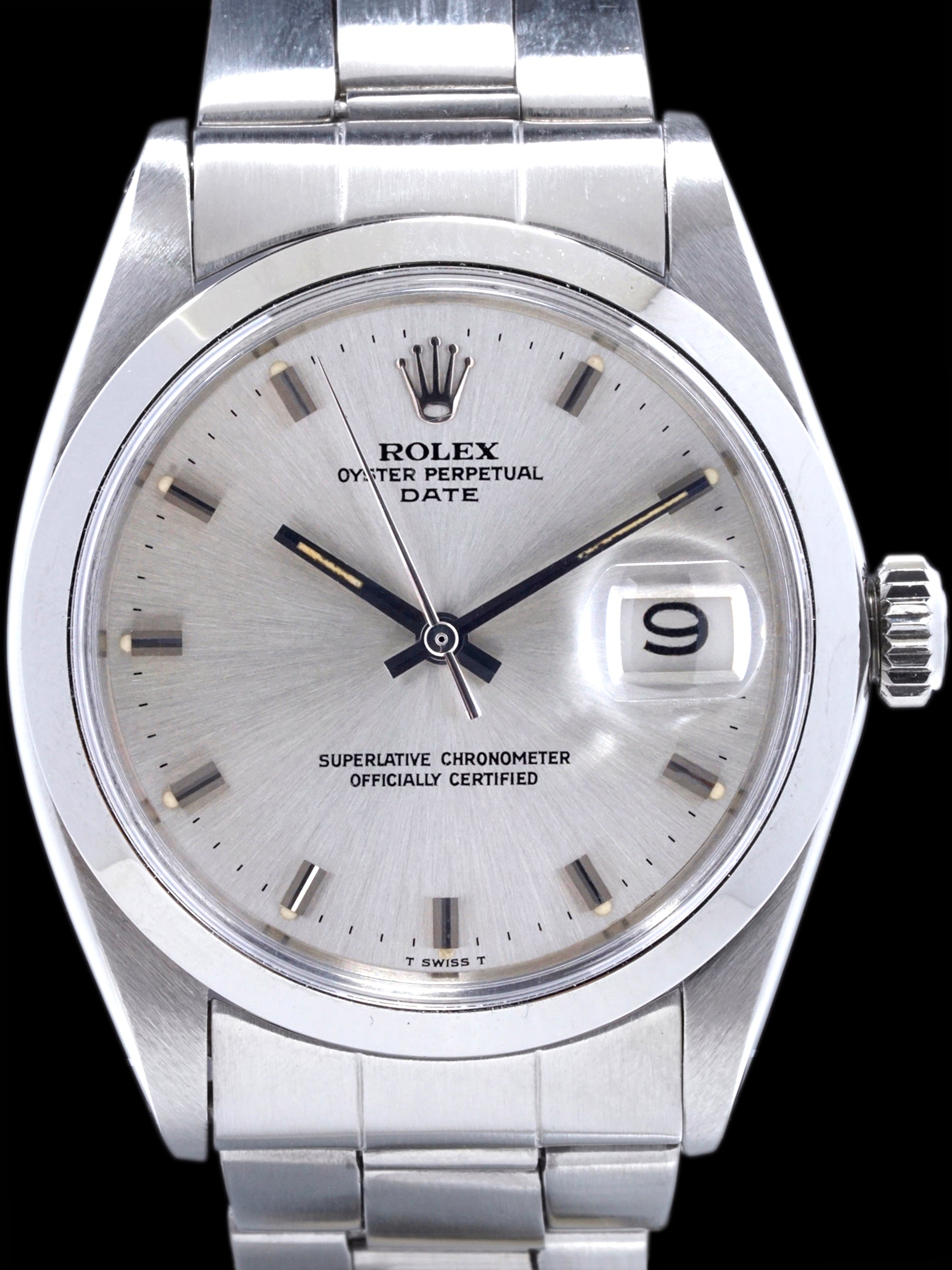 Vintage Rolex Oyster Perpetual Date 70s Ref 1500 Silver Dial 