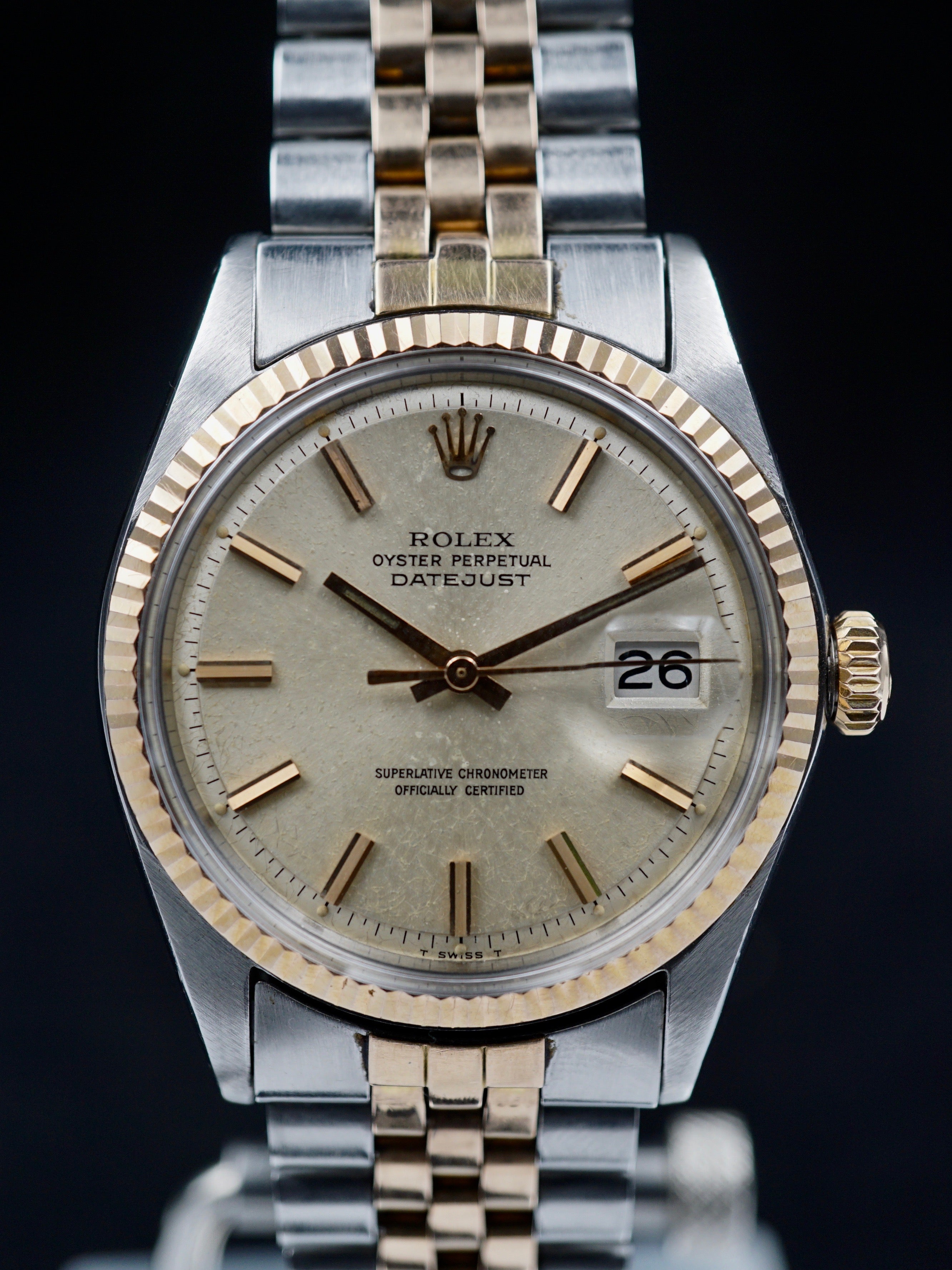 Rolex Datejust Mens 2Tone Gold Stainless Steel Watch with Silver Dial 1601