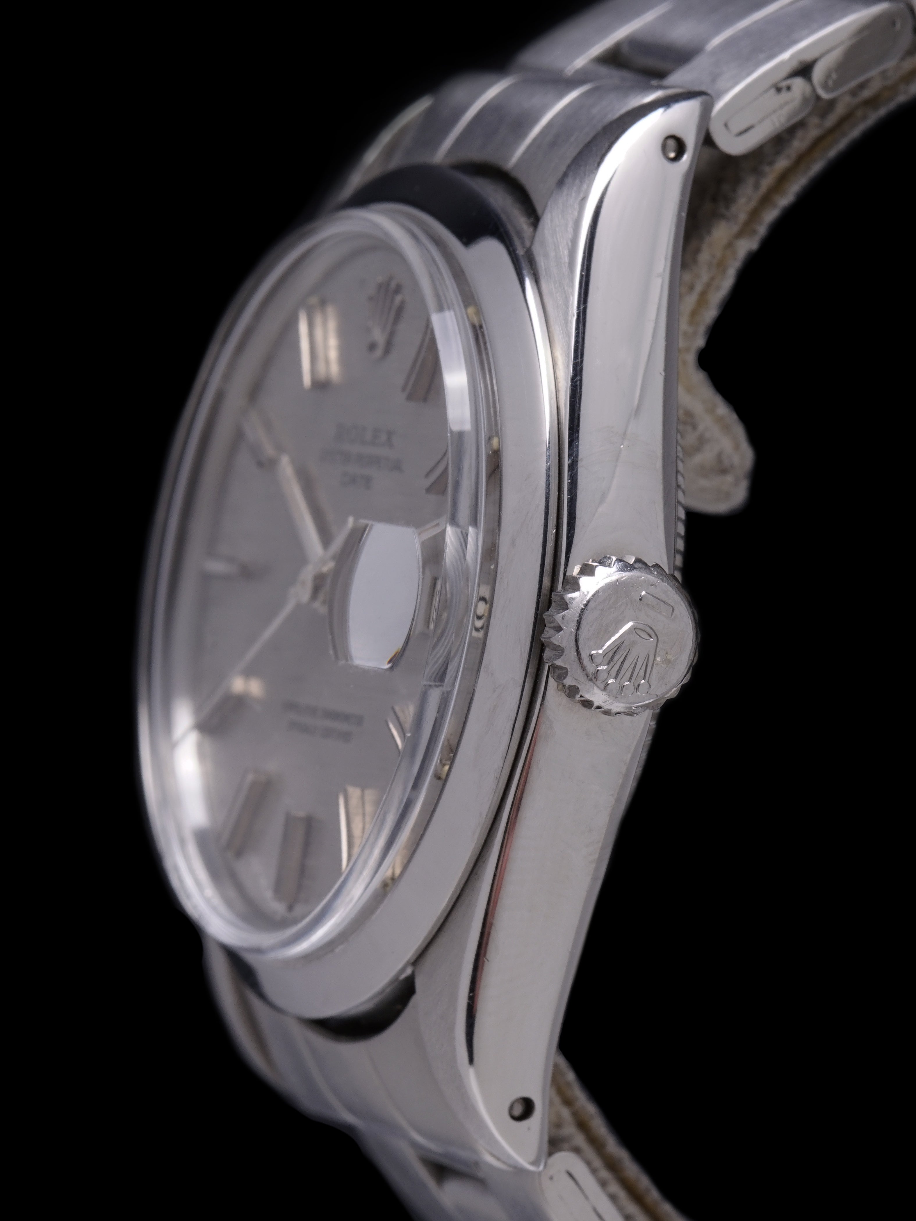 Rolex Oyster Perpetual Date Mosaic Dial Antique SS Watch Silver Polished Rolex Oyster Perpetual Date  main image 4