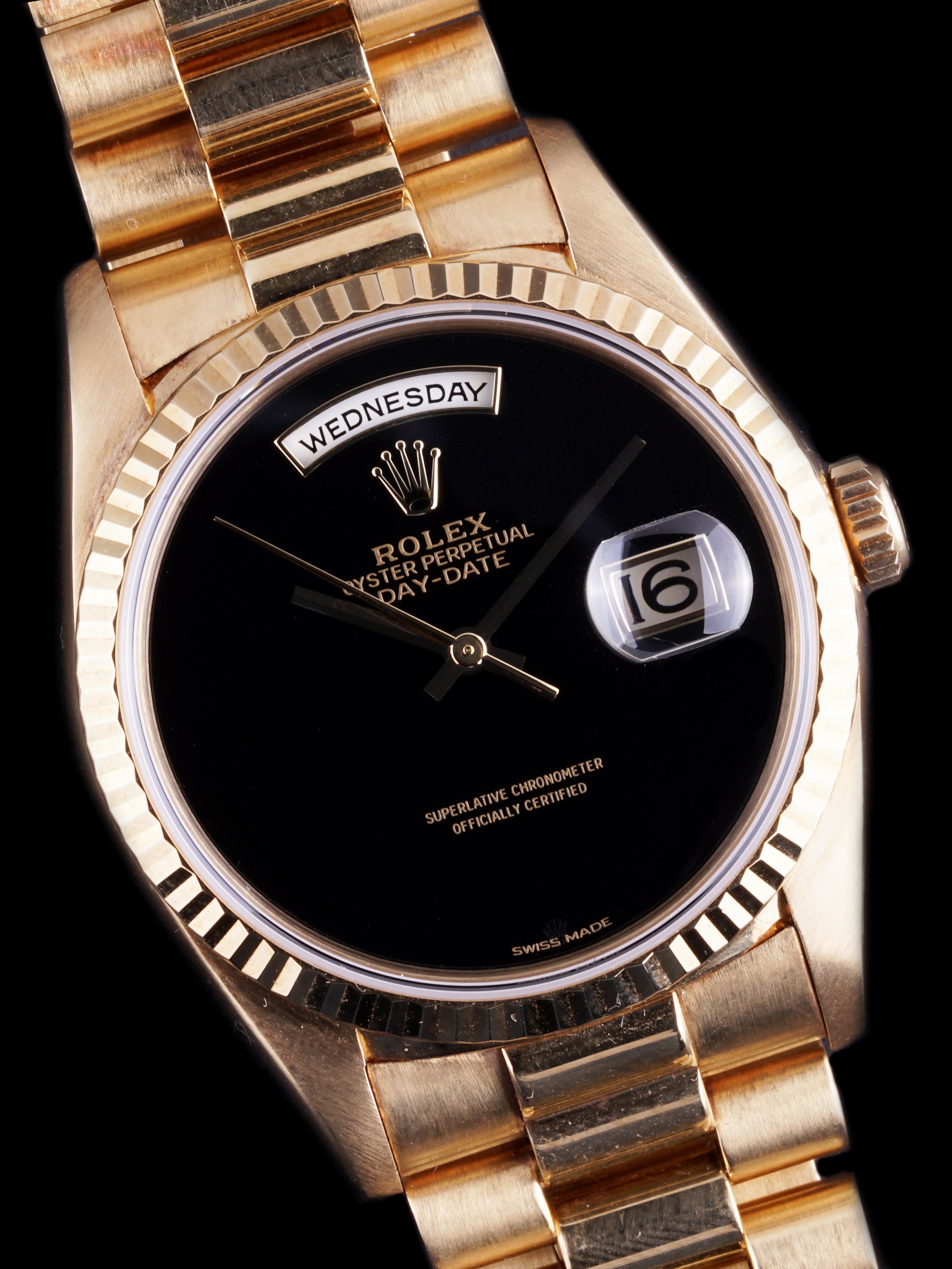 Rolex 18K YG Black Onyx Day-Date President Watch