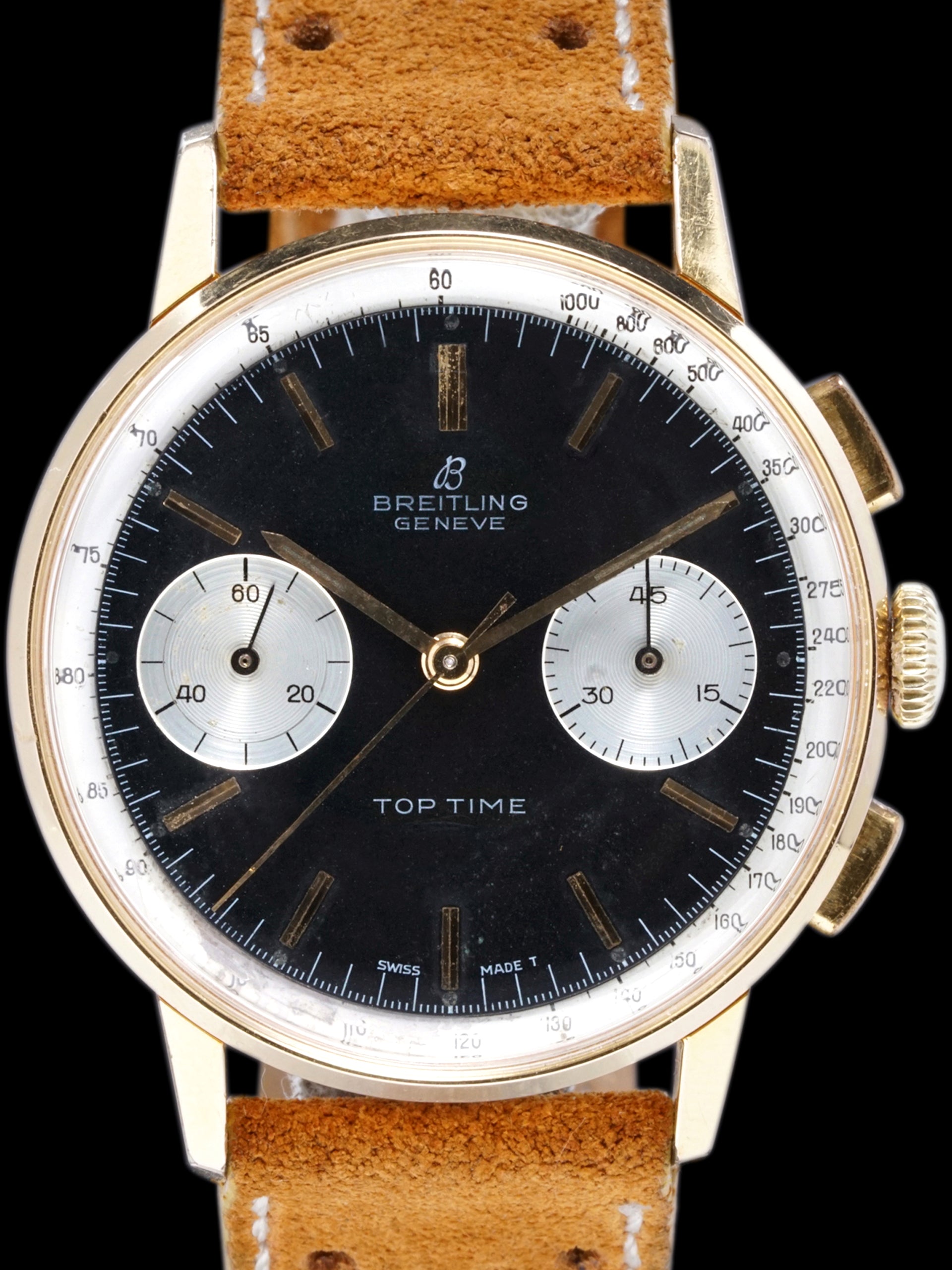 1964 Breitling Top Time Chronograph (Ref. 2000) "Reverse Panda" Gold-Plated