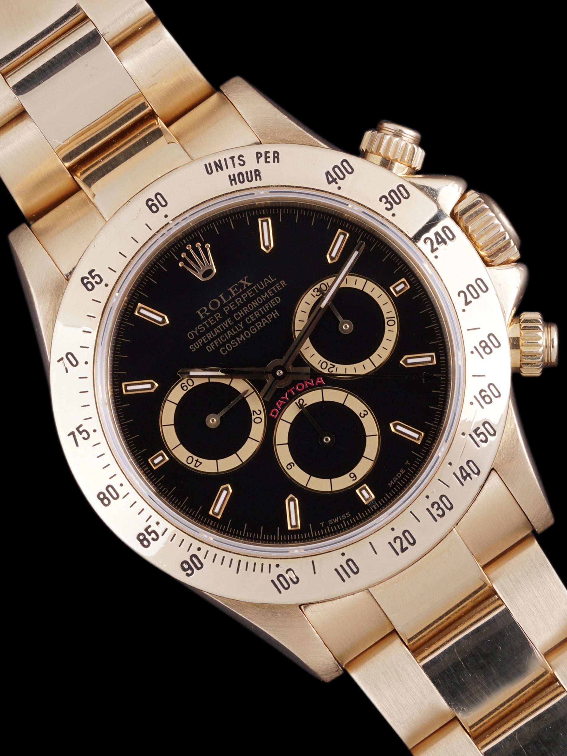 1991 Rolex Zenith Daytona (Ref. 16528) 18k YG Black Dial W/ Box & Hang