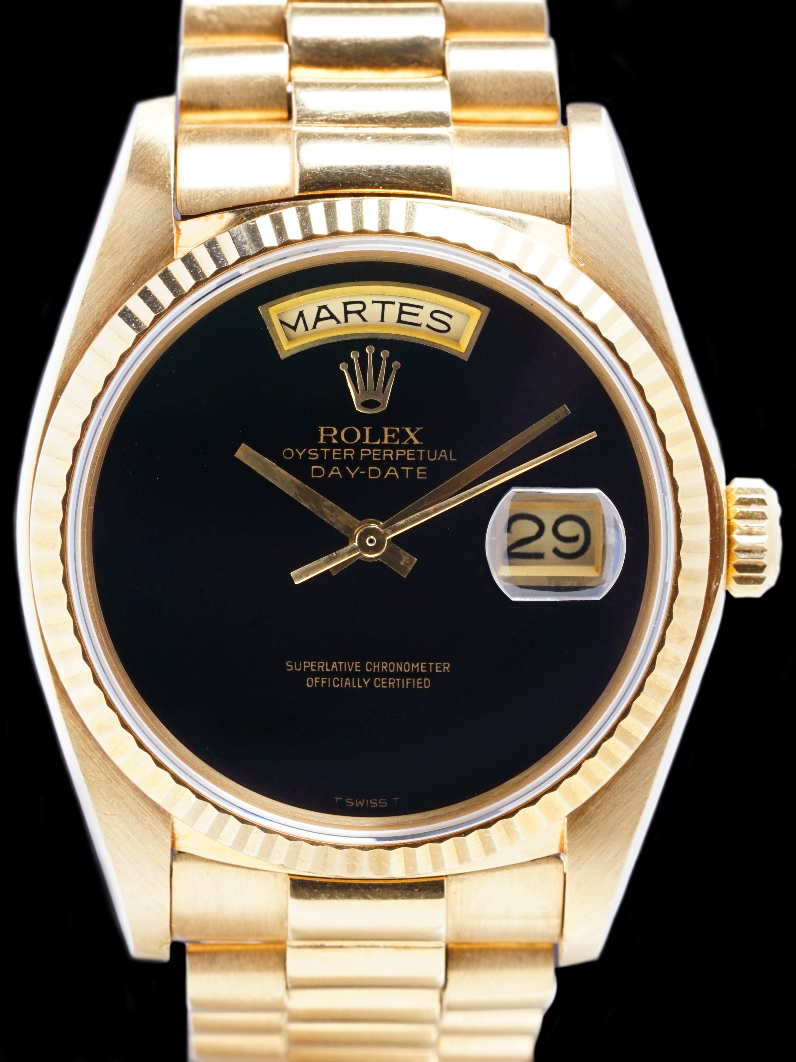 Vintage Rolex Day-Date Ref.18038 Onyx Dial in Yellow Gold from