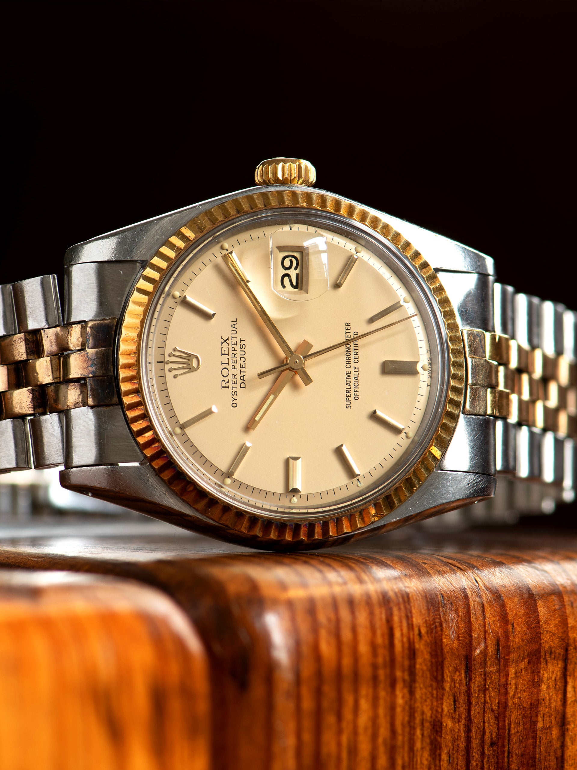 1975 Rolex Two-Tone Datejust 1601) Satin Lemon Dial