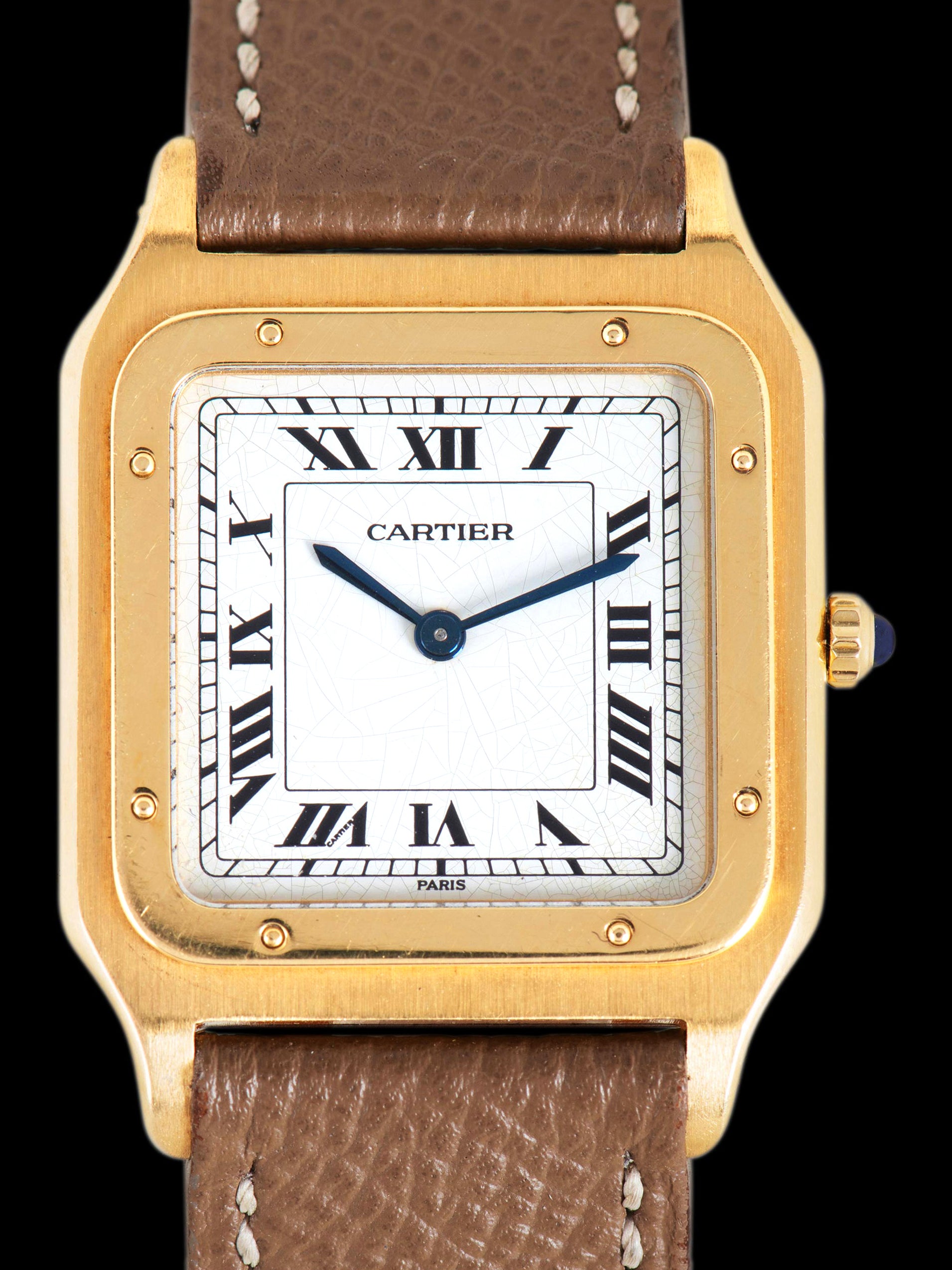 1980s Cartier Paris Santos-Dumont 18K YG (Ref. 96054) "Extra Plate"