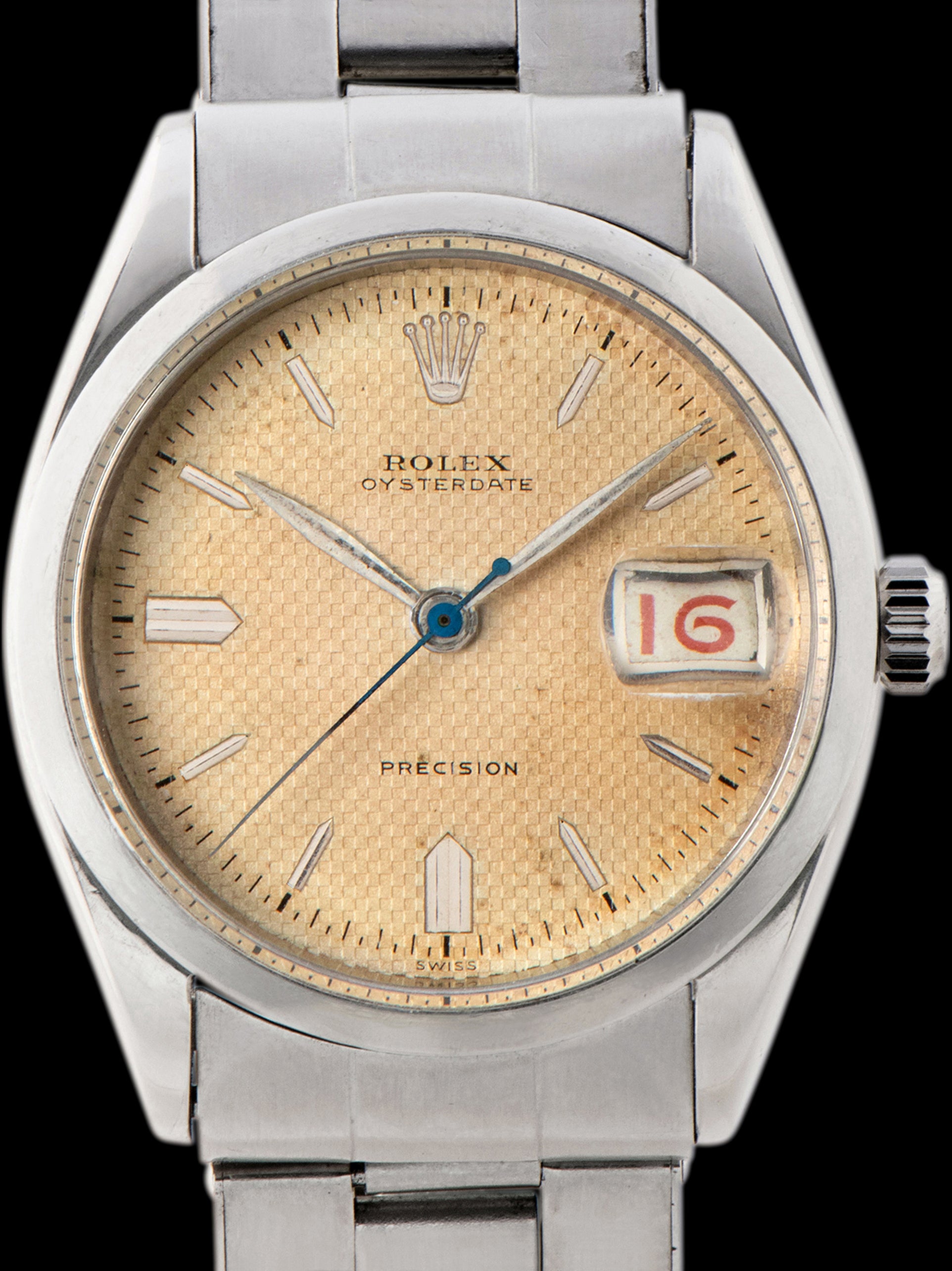 1953 Rolex Oysterdate Precision (Ref. 6294) Non-Luminous White "Waffle" Dial W/ Roulette Date