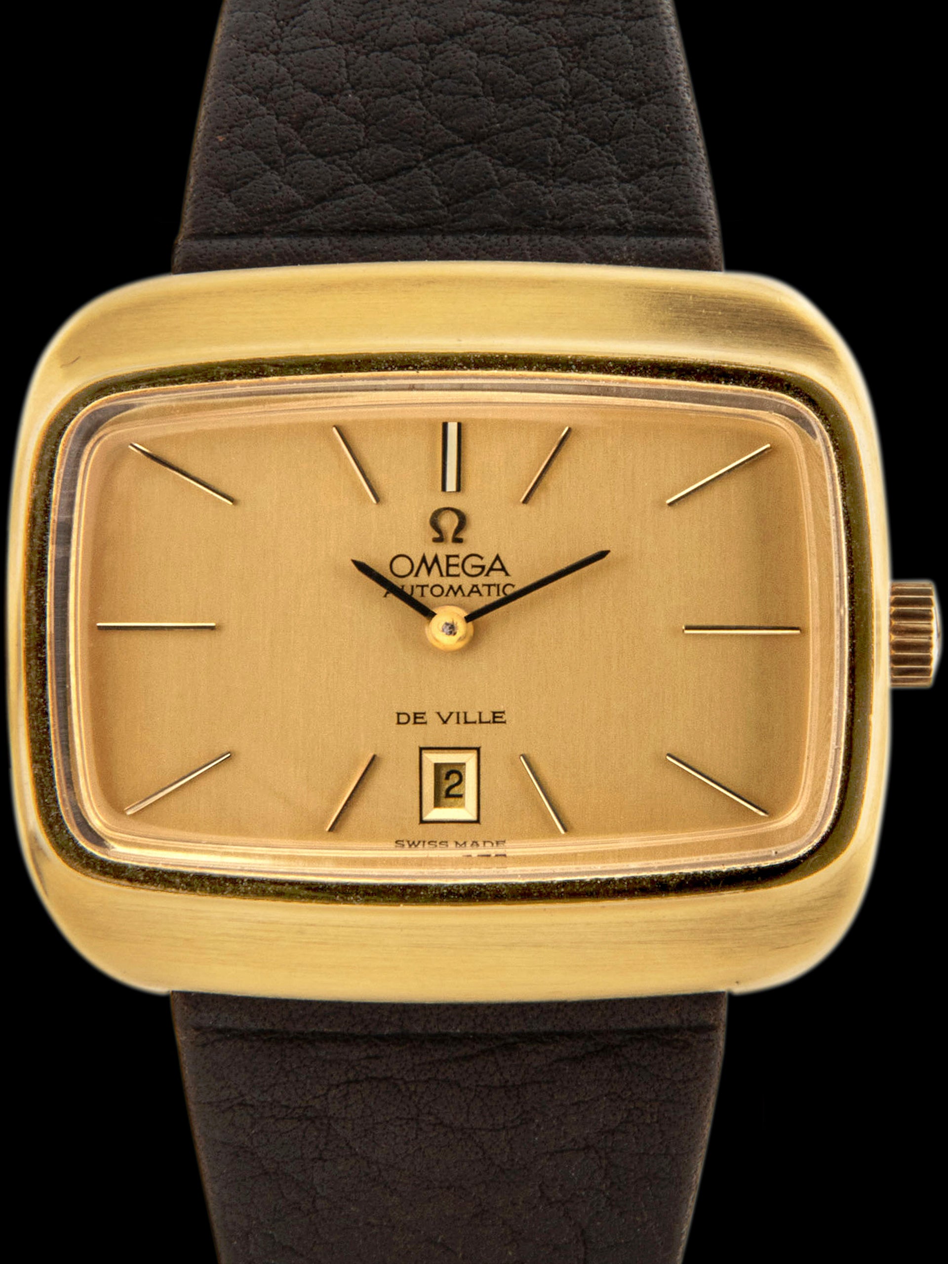 *LNOS* 1970s Omega De Ville Gold-Filled "TV Case" (Ref. 156.0002) 'Cal. 684' W/ Box