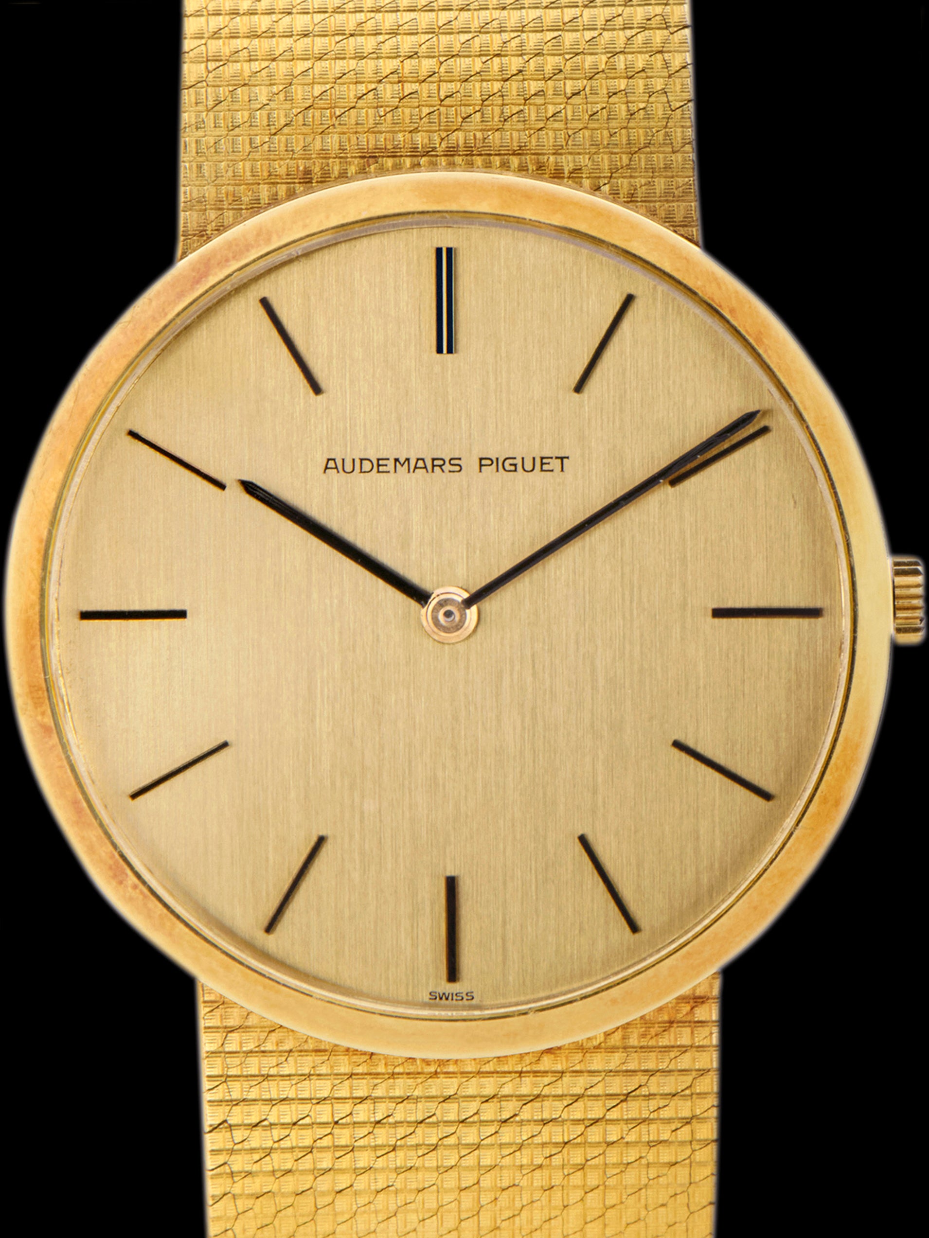1970s Audemars Piguet 18K YG "Ultra Thin" Integrated Bracelet Dress Watch 'Cal. 2090'