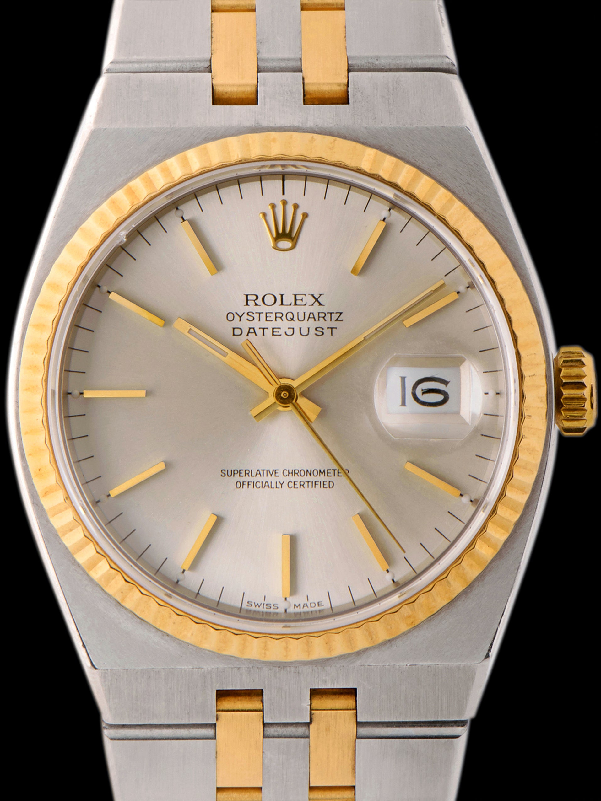 2000 Rolex Two-Tone Oysterquartz Datejust (Ref. 17013B) Silver Dial W/ Box & Papers