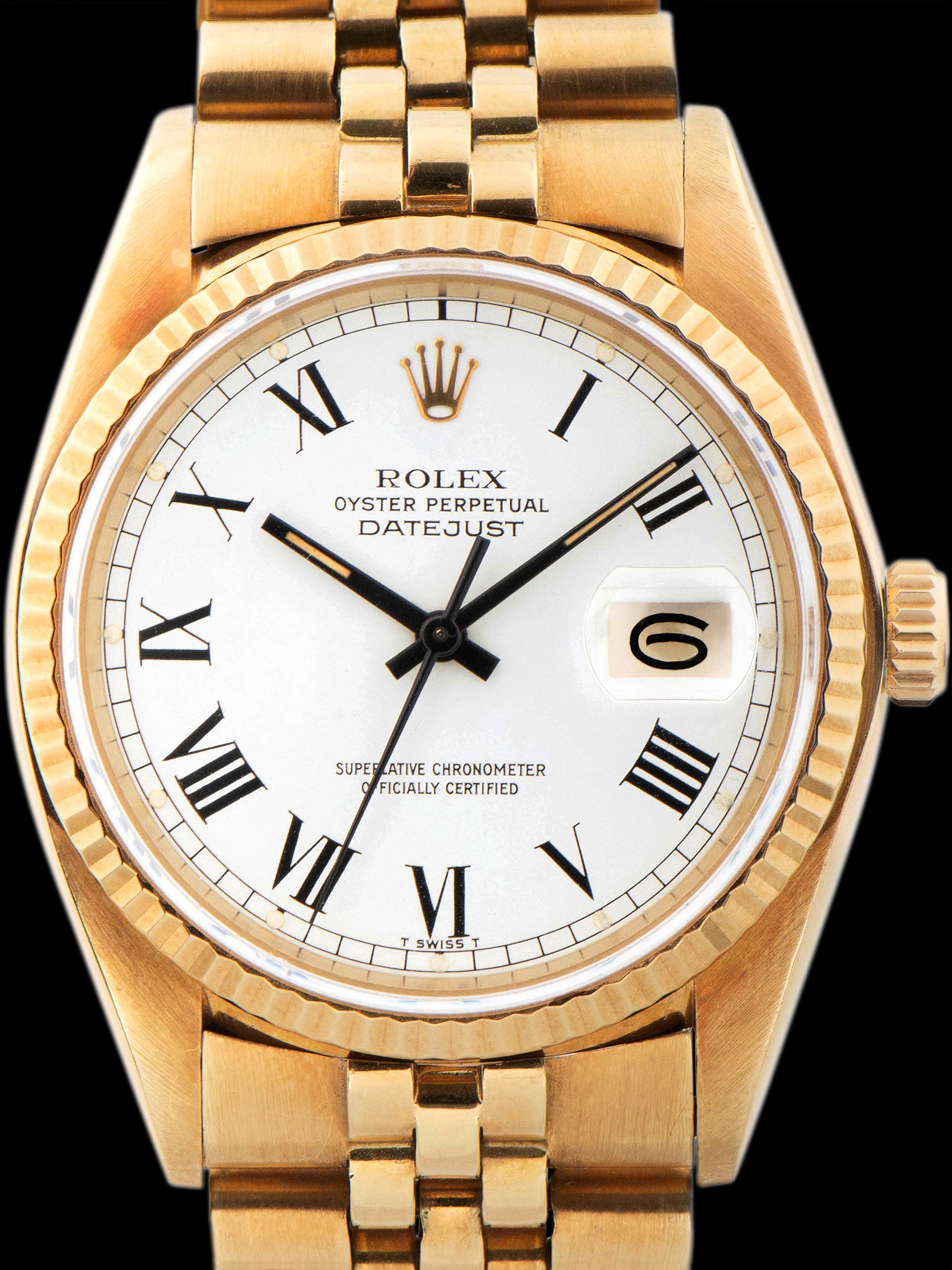 *Unpolished* 1979 Rolex Datejust 18K YG (Ref. 16018) White "Buckley" Dial