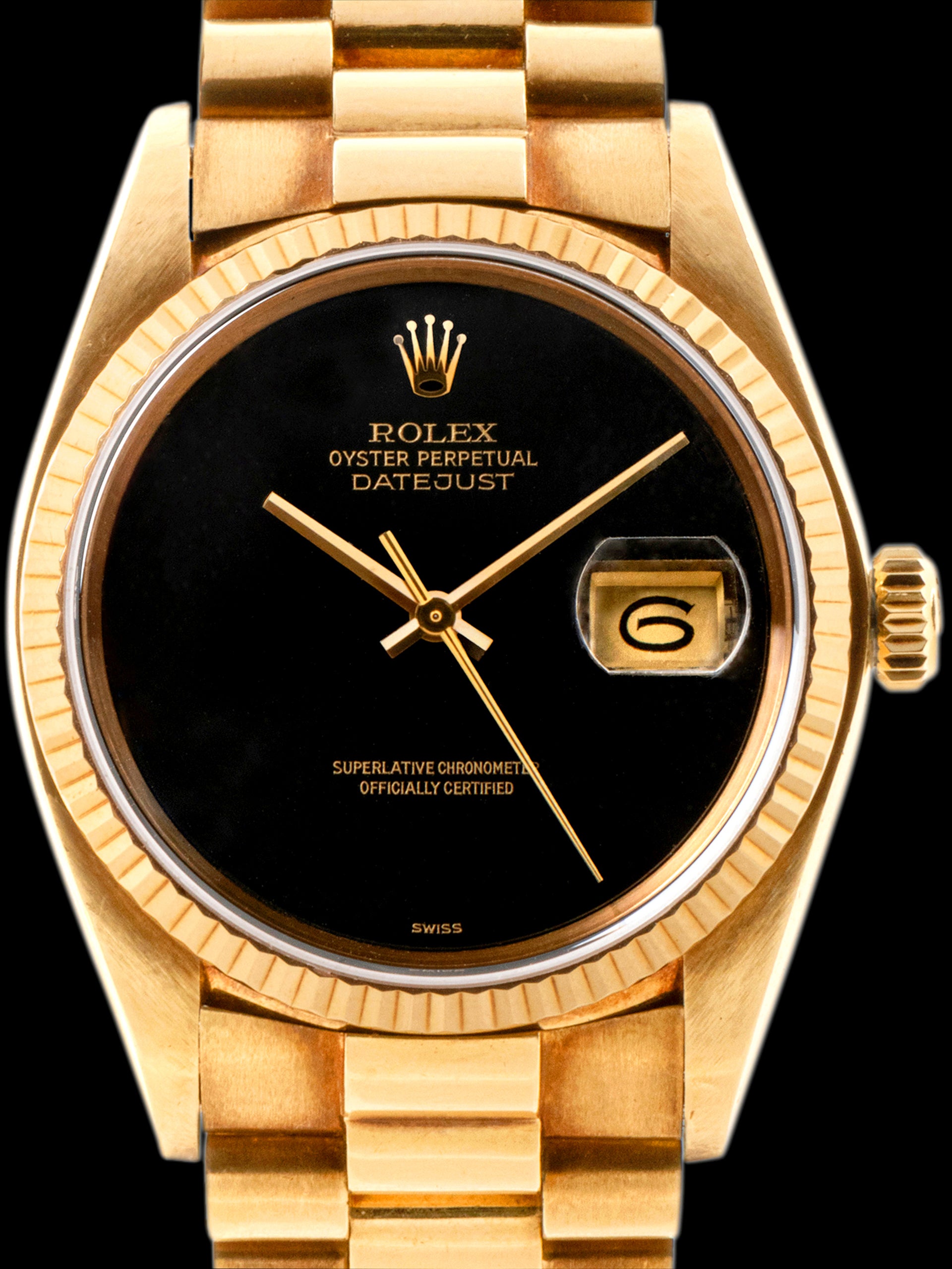 1980 Rolex Datejust 18K YG (Ref. 16018) Onyx Stone Dial