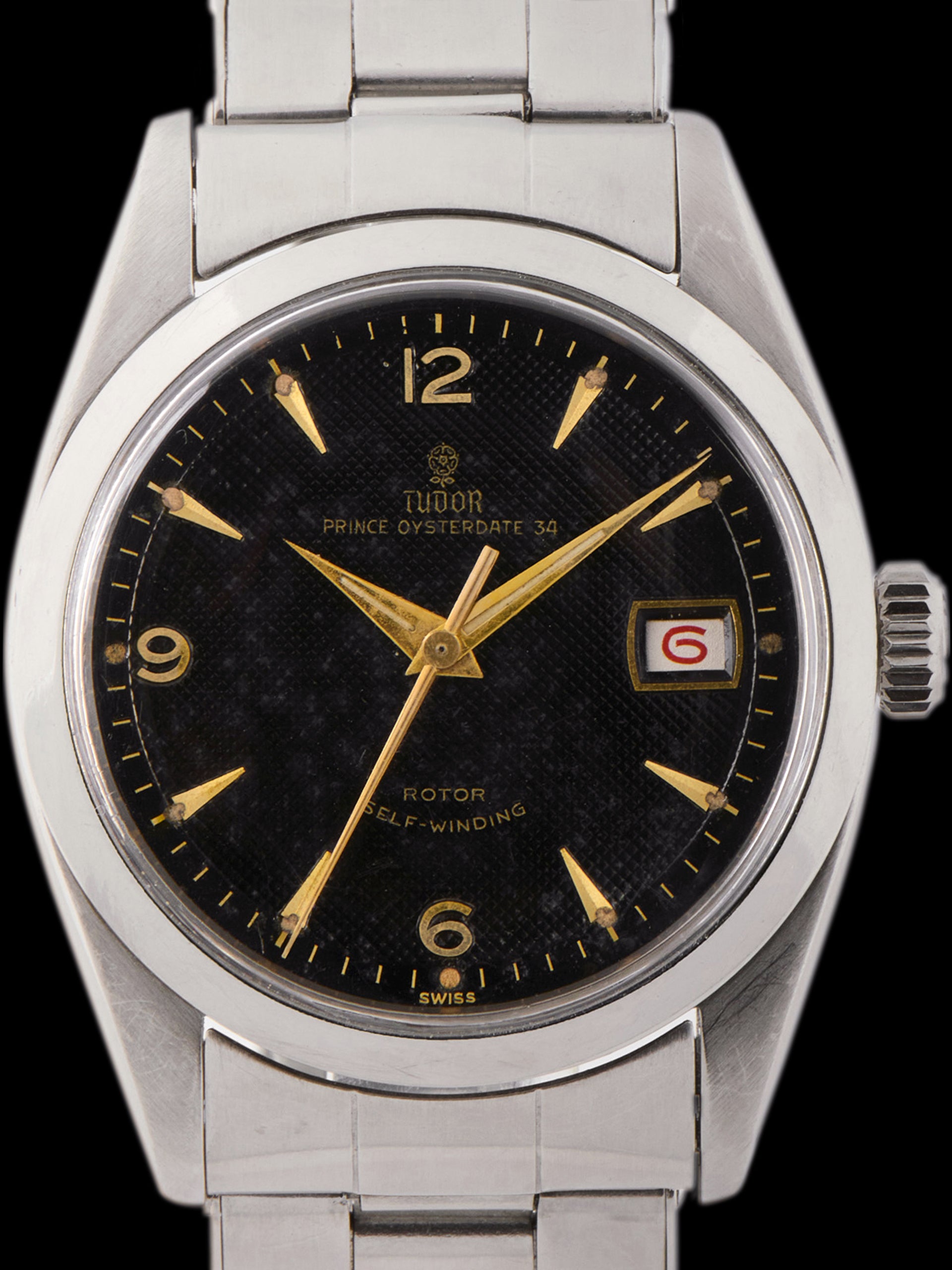 1958 Tudor Prince Oysterdate 34 (Ref. 7944) Black Honeycomb Dial W/ Roulette Date