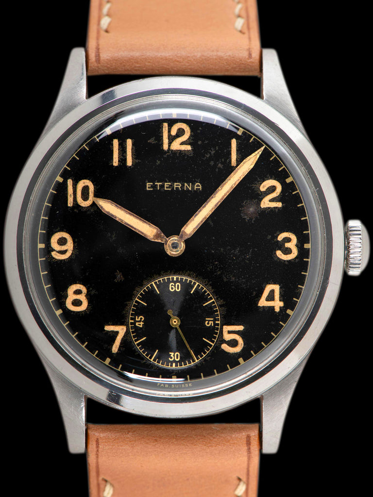 1940s Eterna Manual-Wind Dress Watch "Glossy Gilt Black Dial"