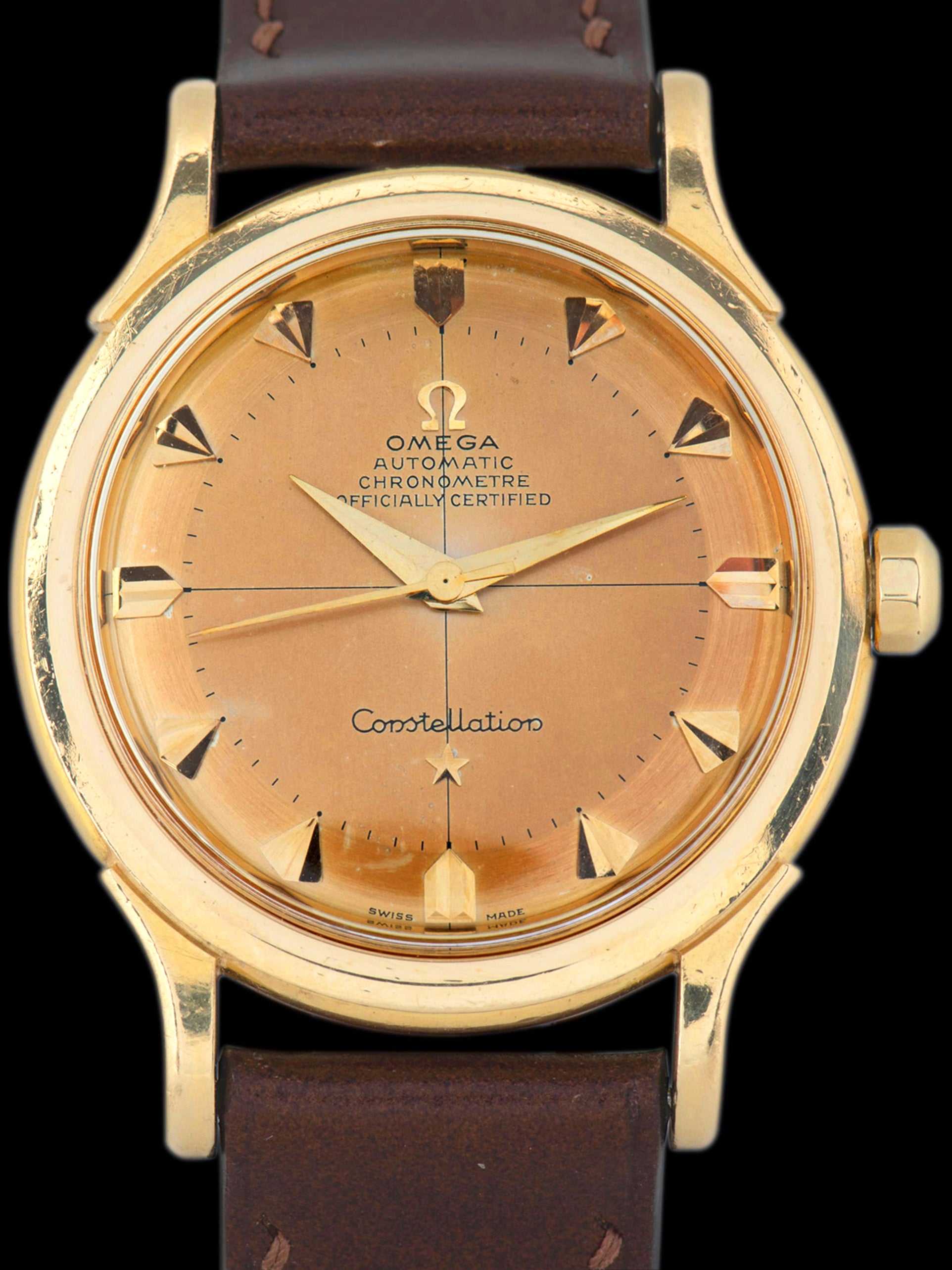 Tropical 1953 Omega Constellation 18K YG (Ref. 2652 SC) Cal. 354 "Pie-Pan" Dial W/ Box