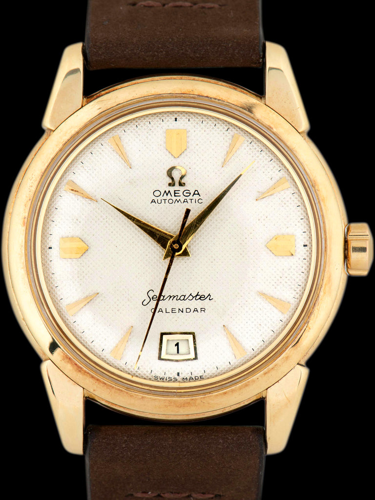 1950 Omega Seamaster Calendar 14K YG (Ref. 2627) White "Honeycomb" Dial