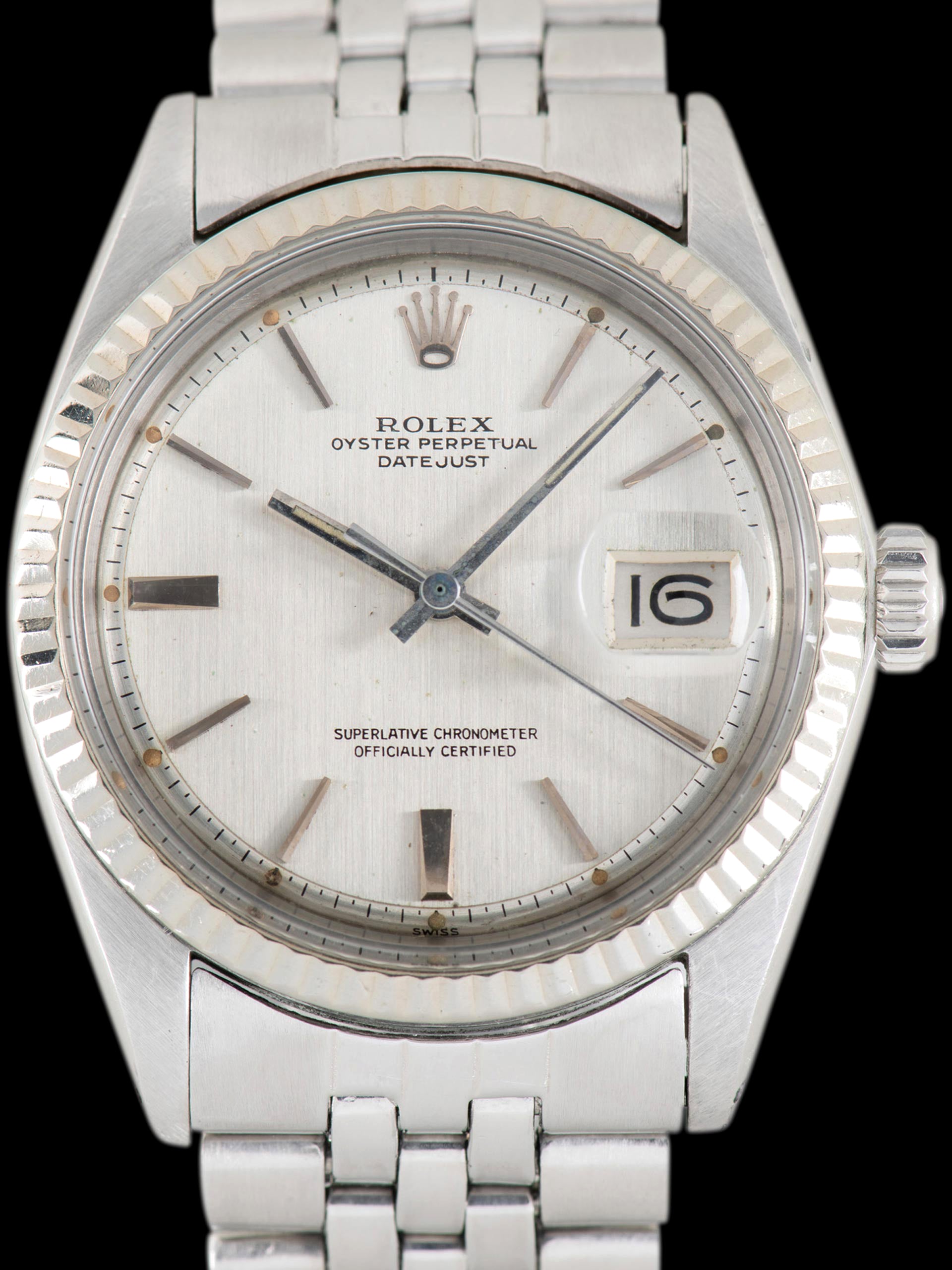 1964 Rolex Datejust (Ref. 1601) "Swiss Only" Brushed-Silver Doorstop Dial
