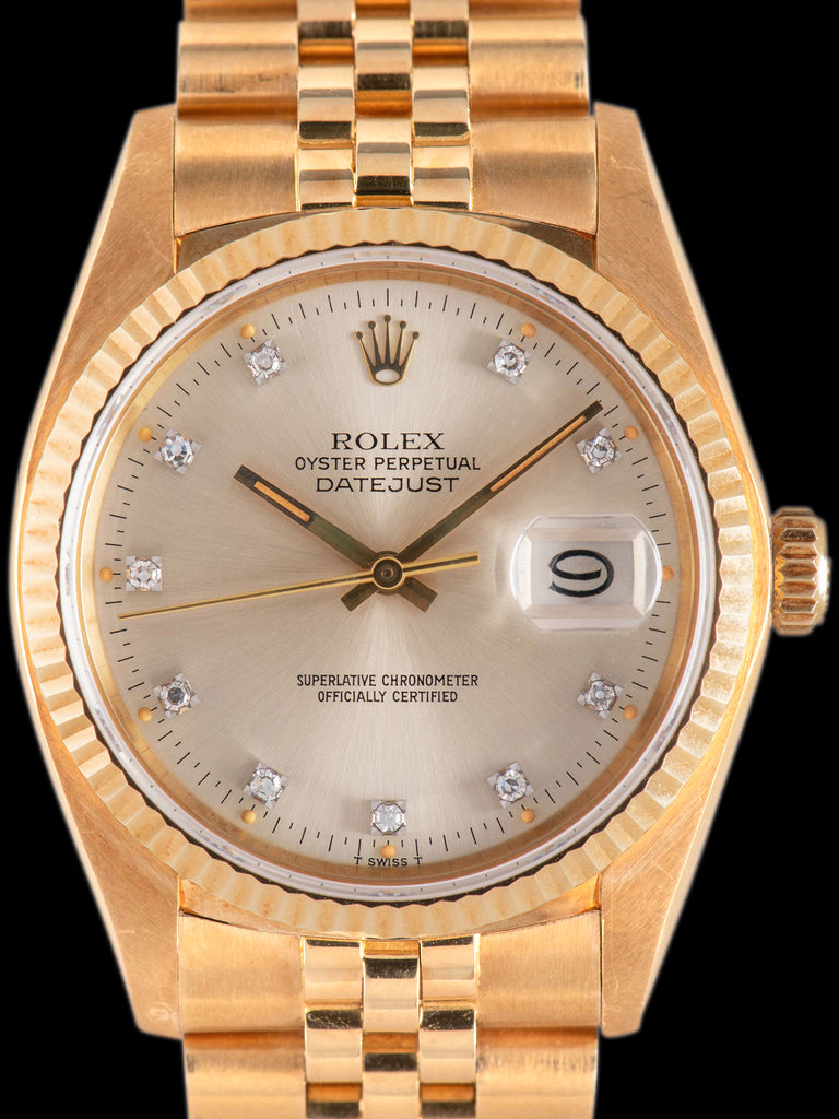 *Unpolished* 1979 Rolex Datejust 18K YG (Ref. 16018) "Pumpkin" Factory Champagne Diamond Dial W/ Papers