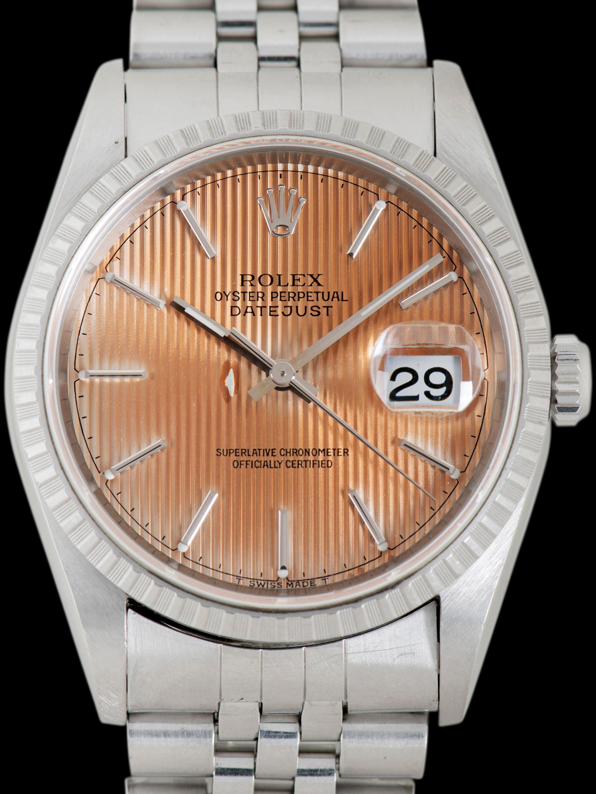 Tropical 1997 Rolex Datejust (Ref. 16220) Peach "Tapestry" Dial