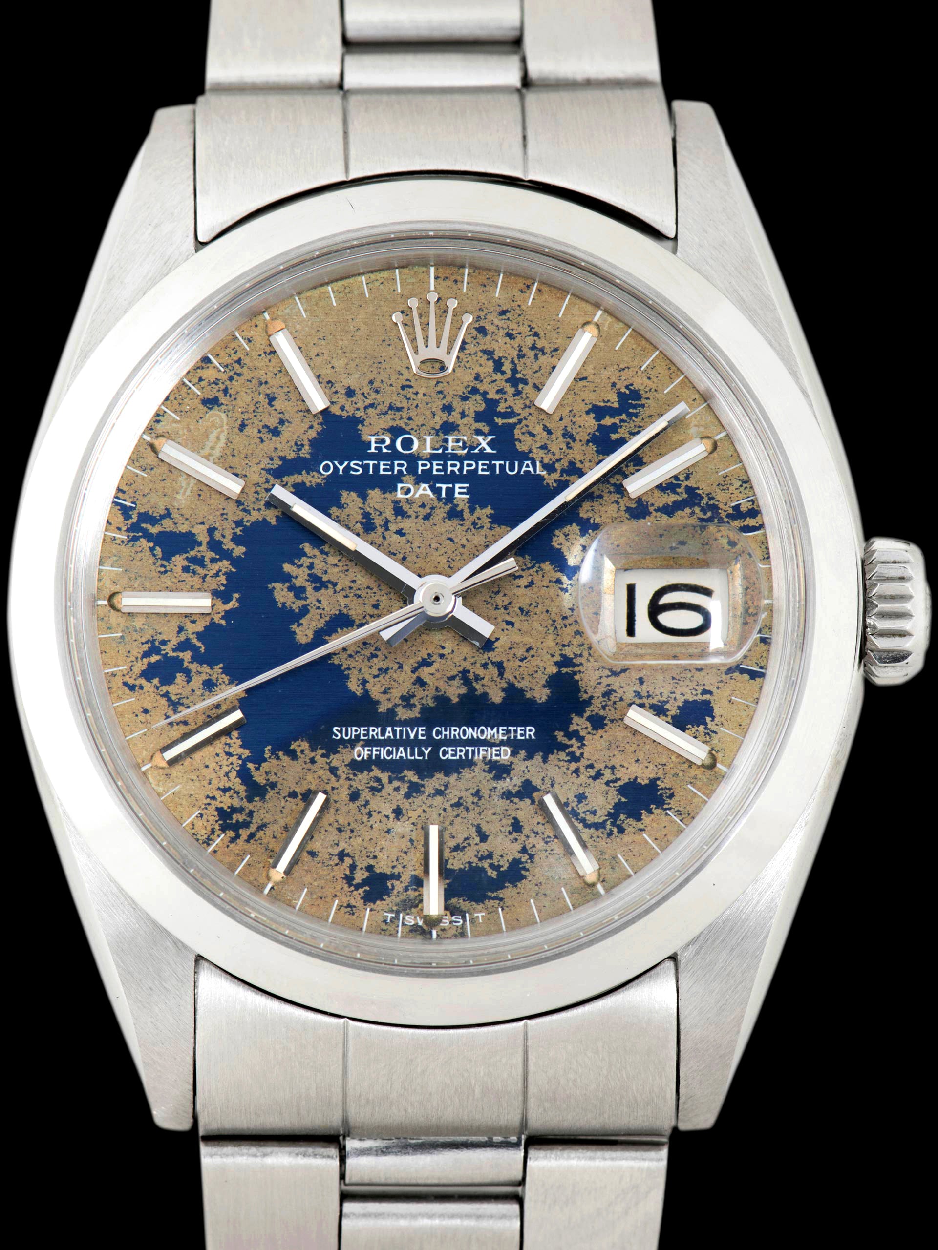 Tropical 1969 Rolex Oyster-Perpetual Date (Ref. 1500) "Blue Camo" Dial W/ Double Punched Papers