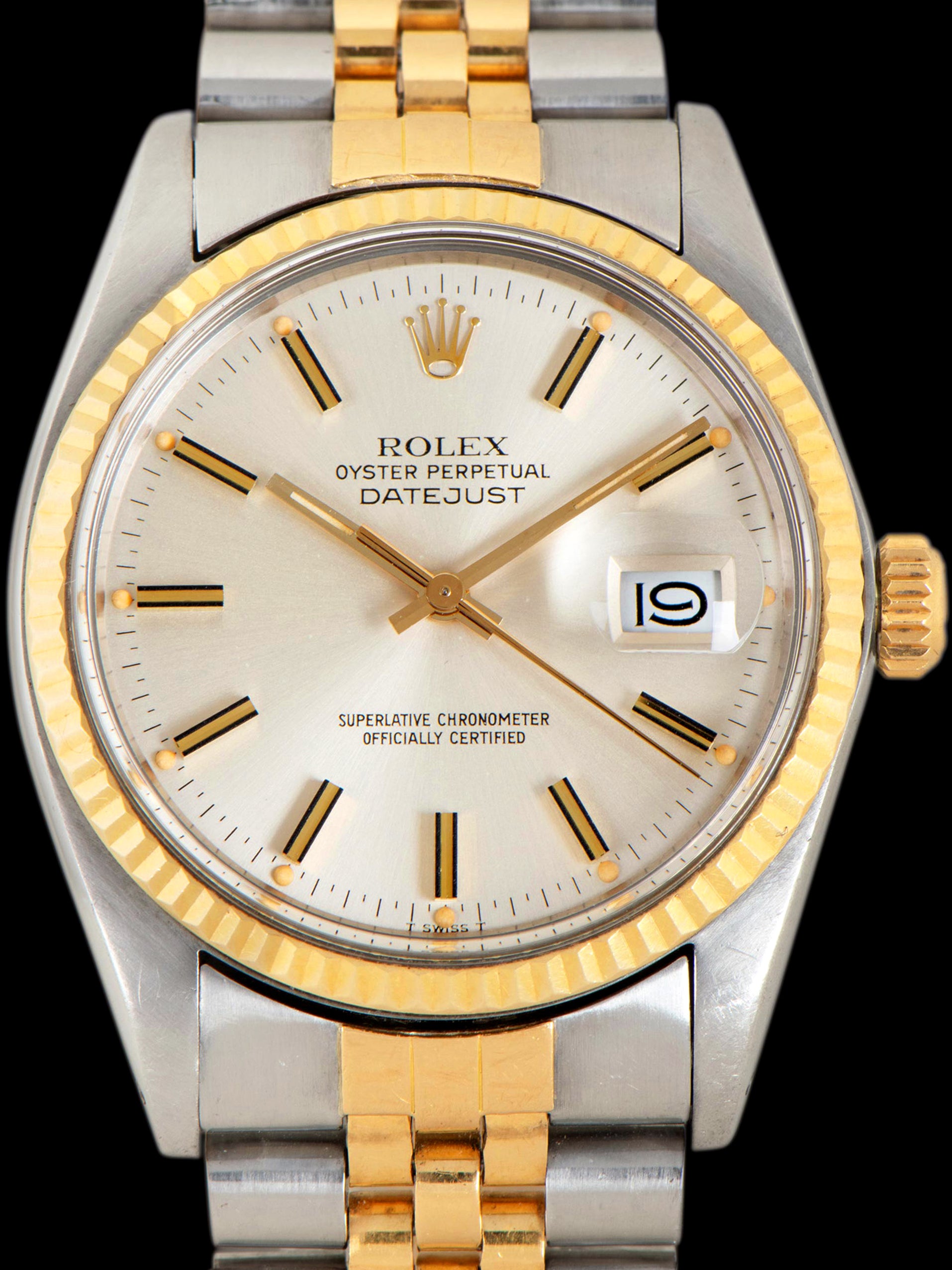 1981 Rolex Two-Tone Datejust (Ref. 16013) Silver Dial W/ Box, Original Sales Receipt, & Accessories