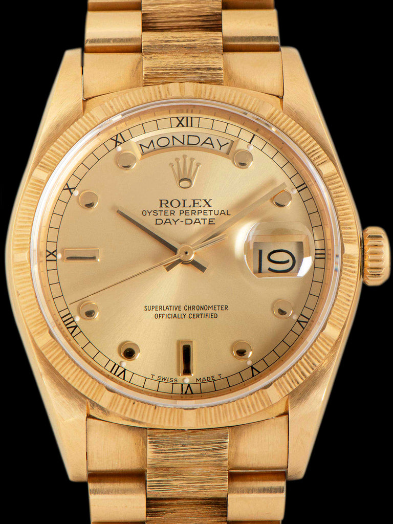 *Original Owner* 1987 Rolex Day-Date 18K YG (Ref. 18078) Champagne "Pinball" Dial W/ Box & Papers