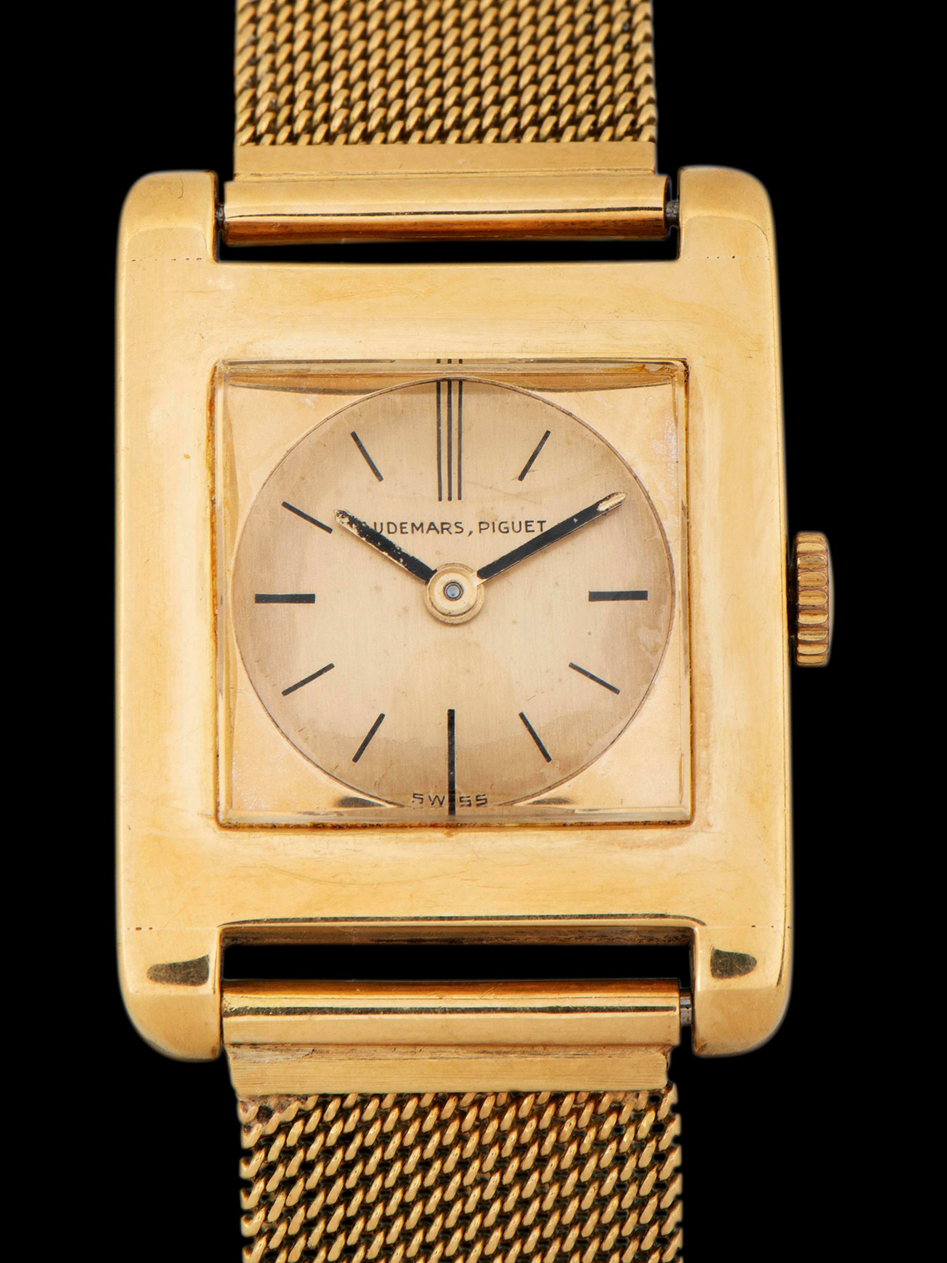 1950s Audemars Piguet 18K YG Dress Watch "Cal. K2001" W/ 18K Gold Gay Freres Mesh Bracelet