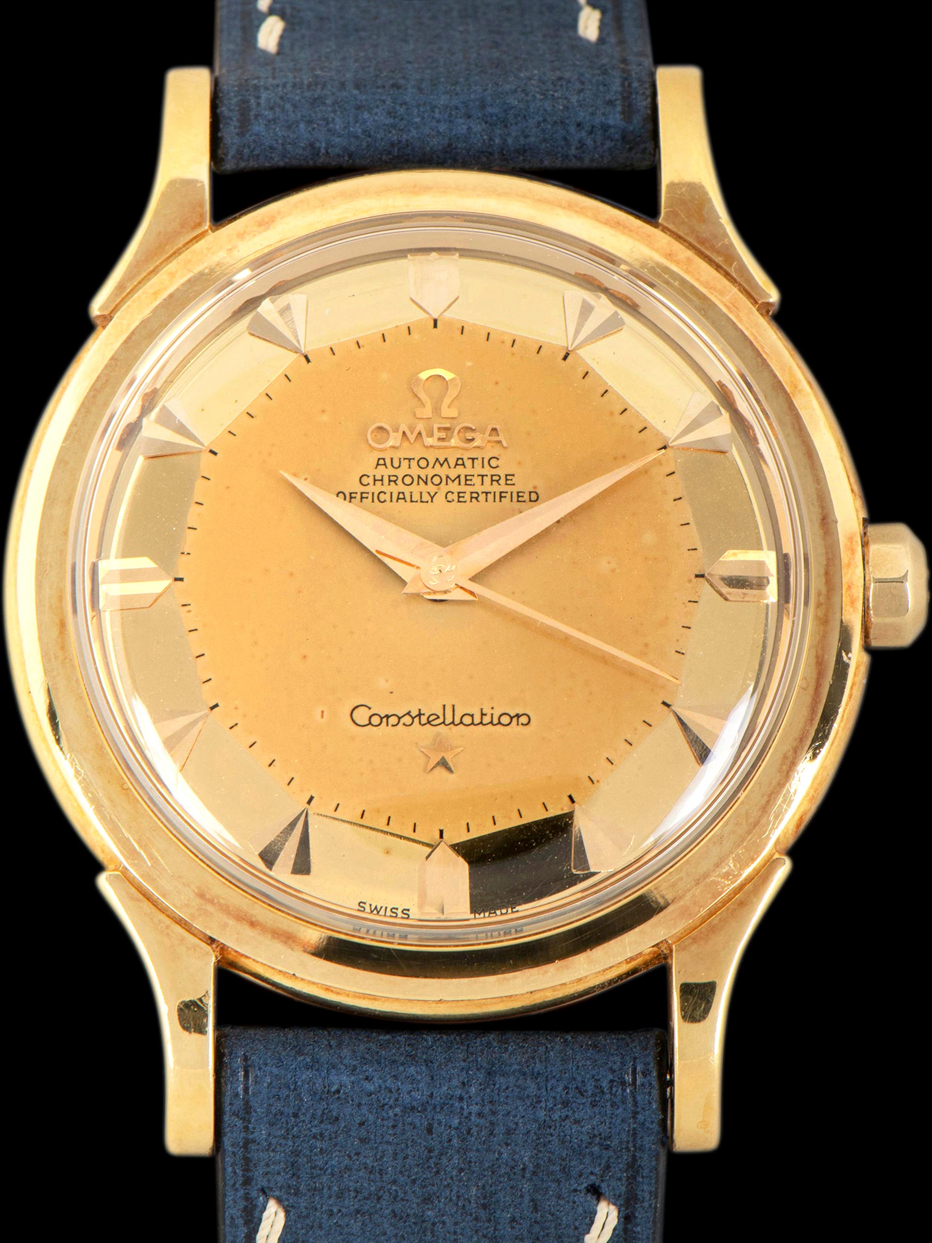 1954 Omega Constellation 18K YG (Ref. 2799 SC) Mirrored-Gold "Pie-Pan" Dial