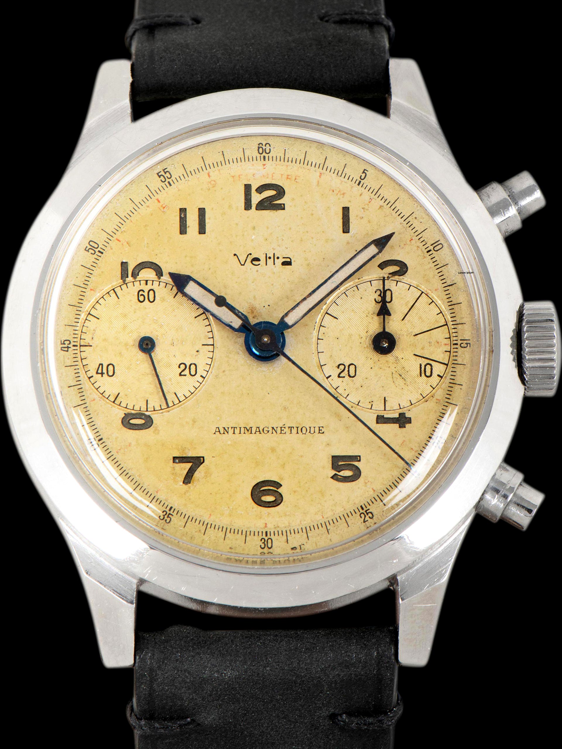 1940s Vetta Chronograph "Spillmann Case" W/ Reverse Pushers