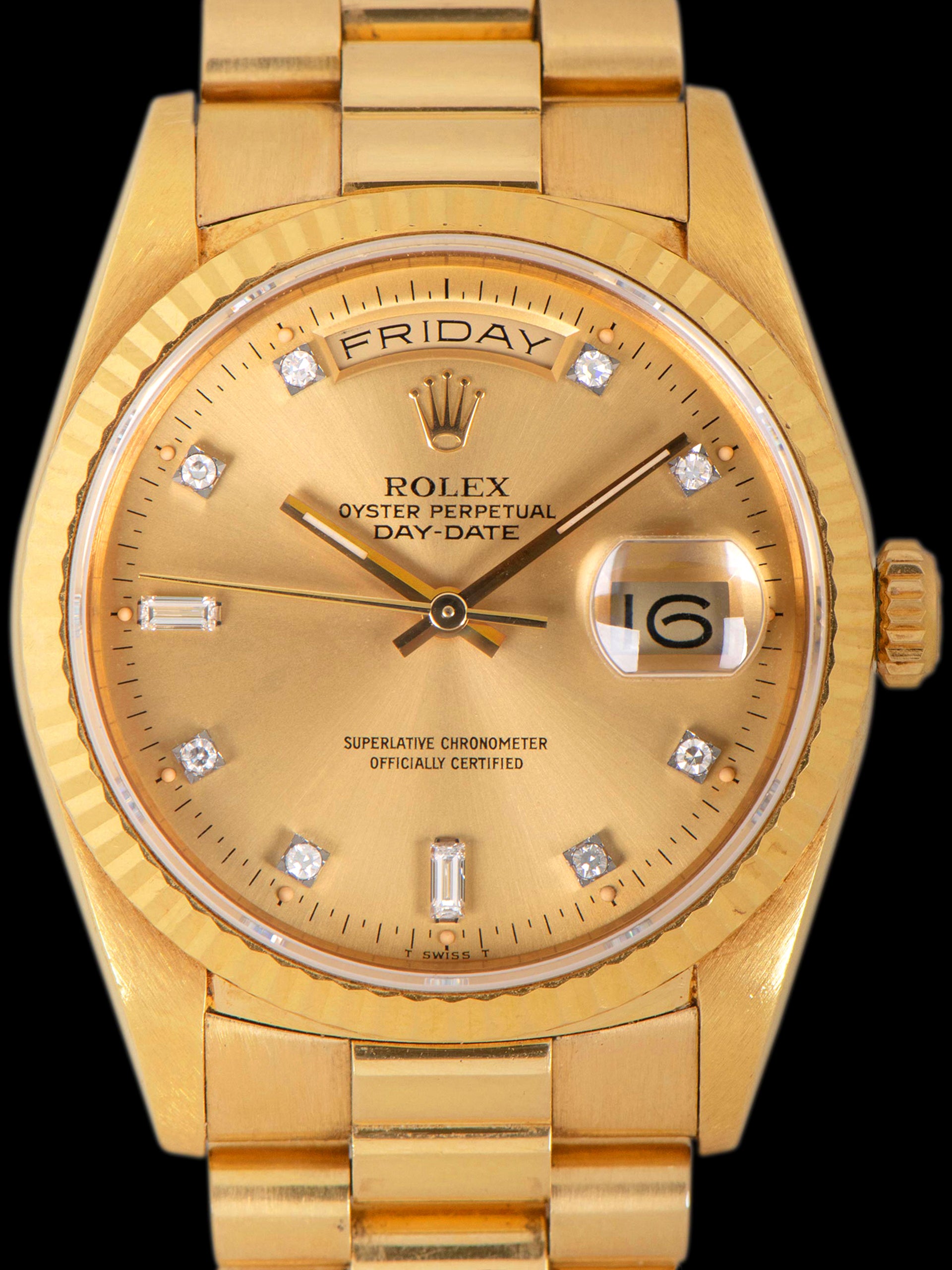 1989 Rolex Day-Date 18K YG (Ref. 18238) Champagne Diamond Dial