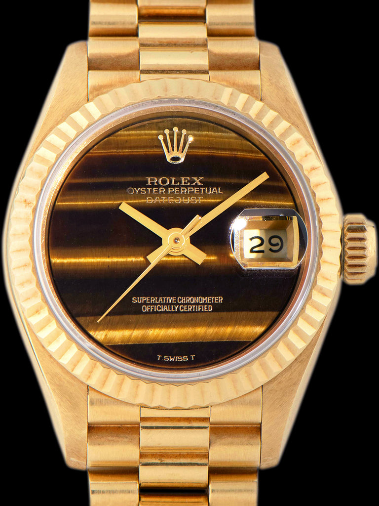 *Unpolished* 1987 Rolex Ladies Datejust 18K YG (Ref. 69178) Tiger's Eye Stone Dial