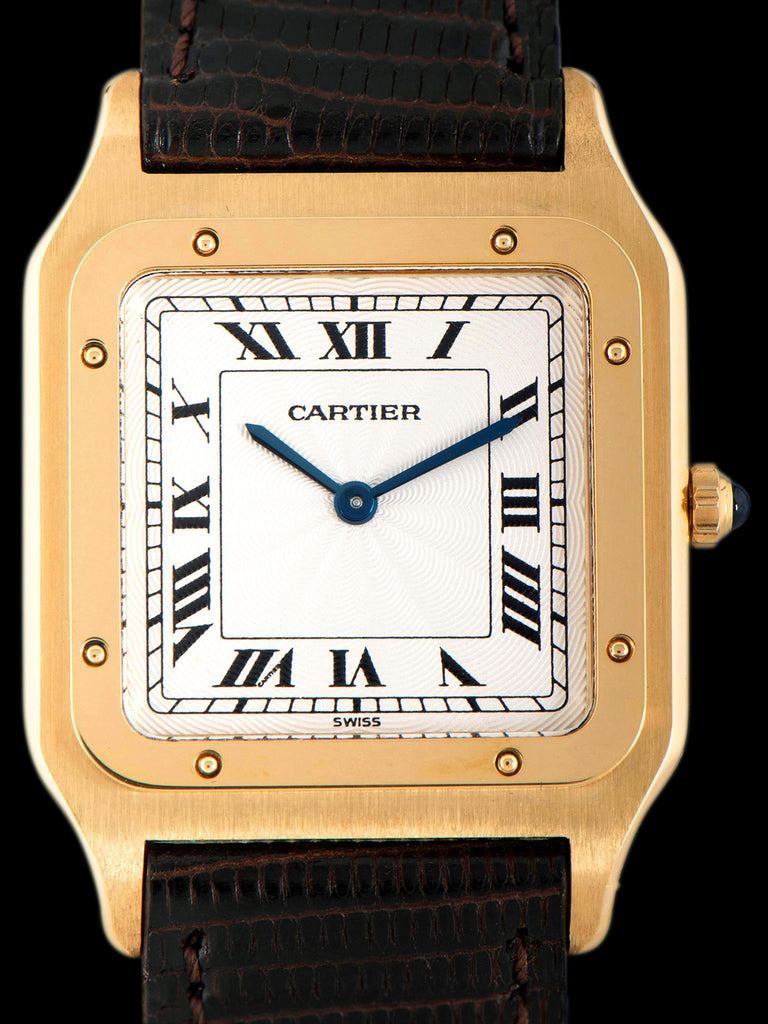 1980s Cartier Santos-Dumont 18K YG "Extra Plate" (Ref. 821054) "Flinque" Dial W/ Cartier Service Papers