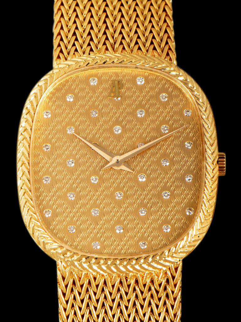 1970s Audemars Piguet Ellipse 18K YG "Cal. 2003/1" W/ Engraved Diamond Drop Dial