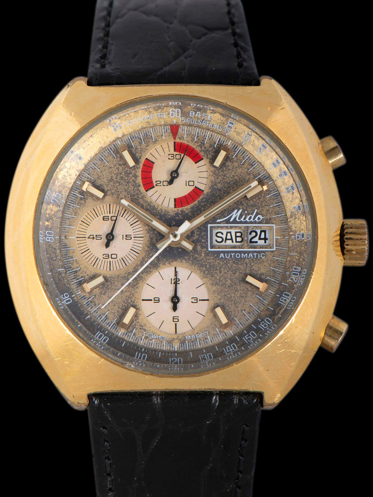 Tropical 1970s Mido Automatic Gold-Plated Chronograph (Ref. 0900-2) "Valjoux Cal. 7750"