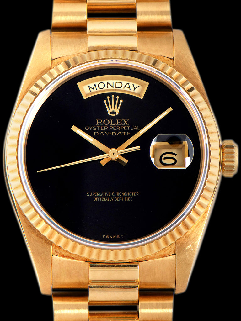 *Unpolished* 1986 Rolex Day-Date 18K YG (Ref. 18038) Onyx Stone Dial W/ Box & Papers