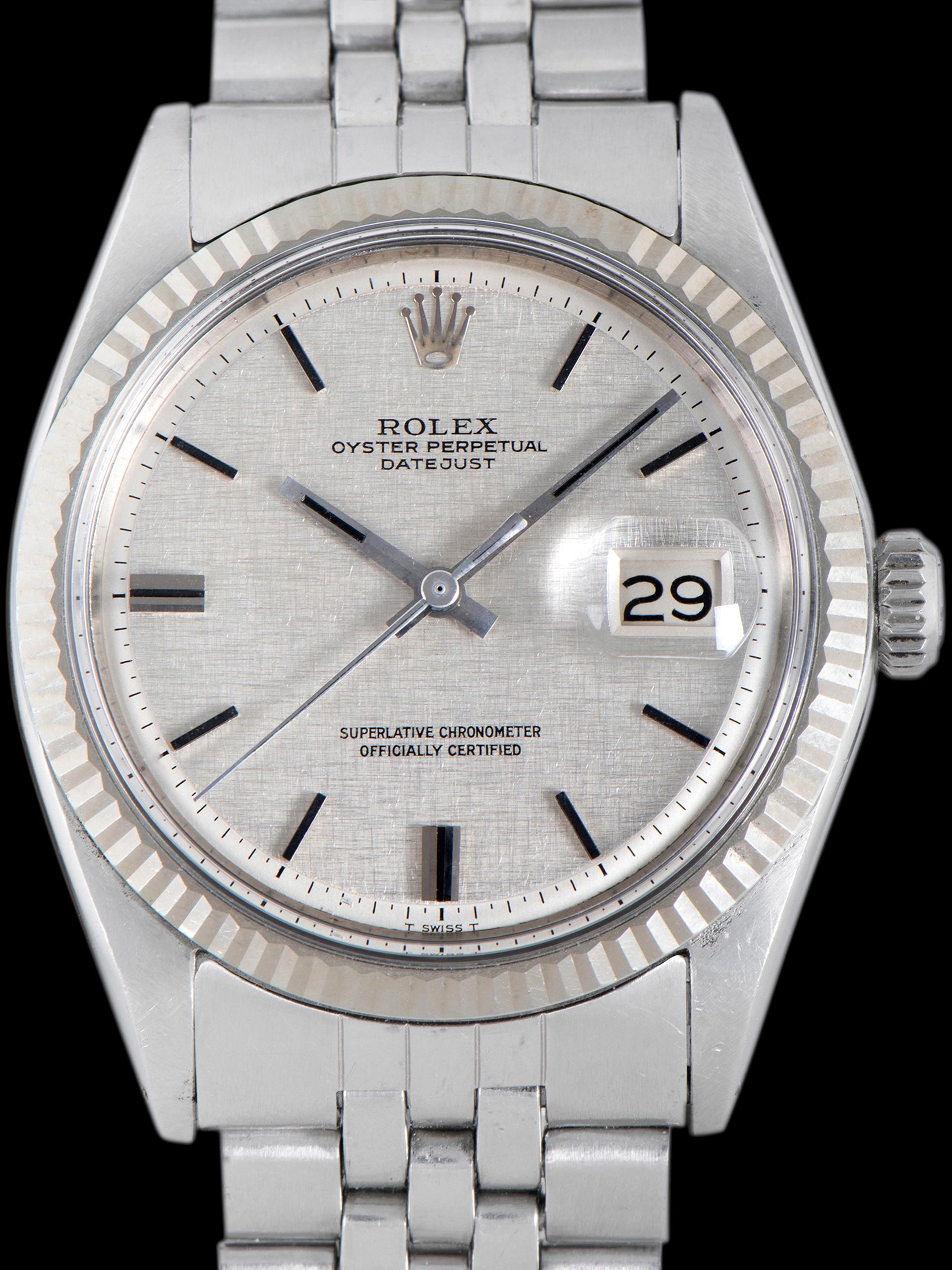 1970 Rolex Datejust (Ref. 1601) Non-Luminous Silver Linen Dial