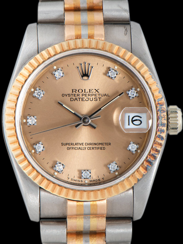 1986 Rolex Midsize Datejust Tridor (Ref. 68279B) Salmon Diamond Dial